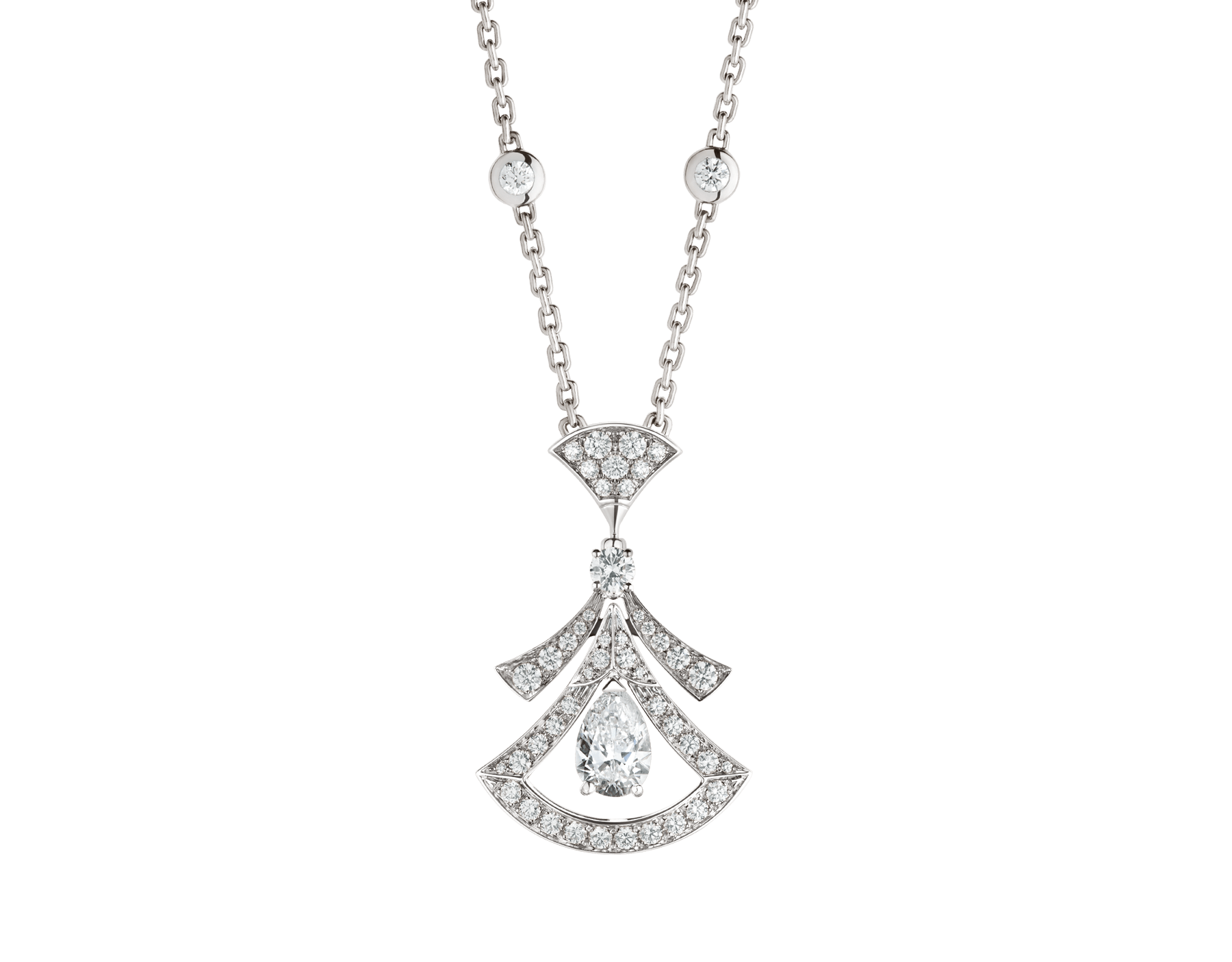 Divas' Dream Halskette mit Anhänger aus 18 Karat Weißgold mit einem tropfenförmigen Diamanten (0,80 Karat), runden Diamanten im Brillantschliff (0,77 Karat), und Diamant-Pavé (0,71 Karat) 358220 image 1