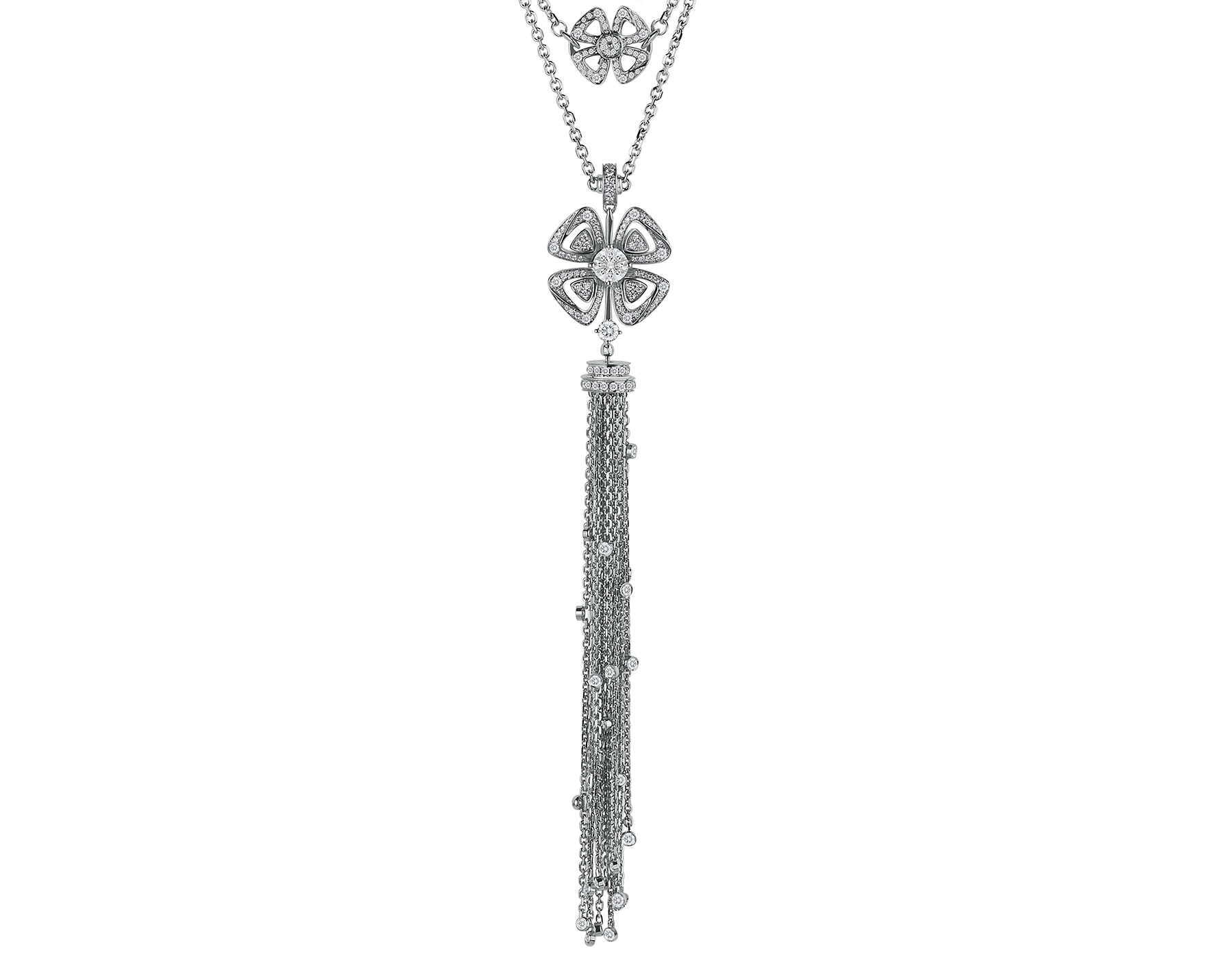 Fiorever 18 kt white gold necklace set with a central diamond and pavé diamonds. 354601 image 1