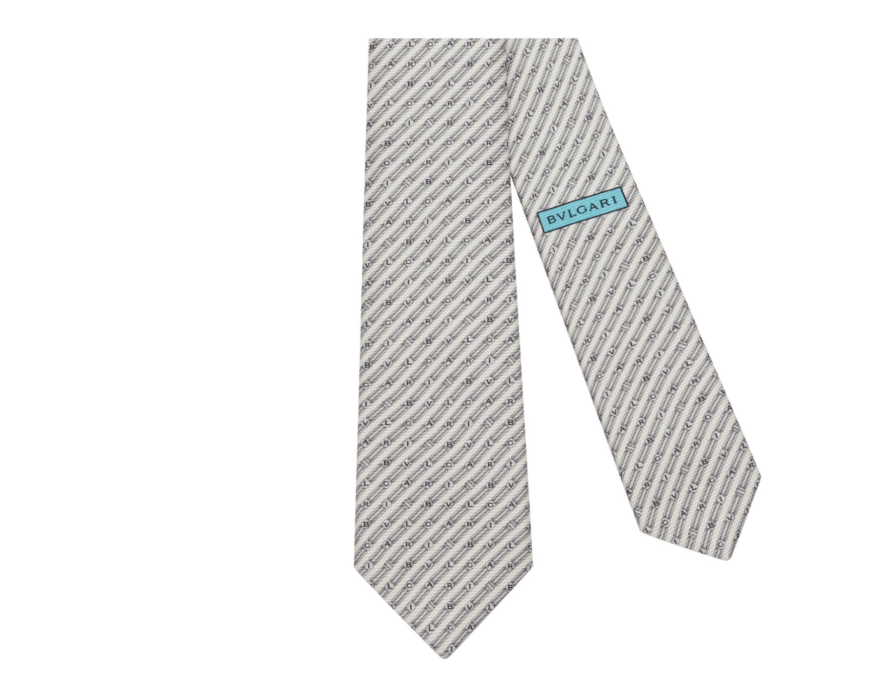 Logo Columna 七褶領帶，採用上等綠松石色薩里昂絲。100% 純絲製作而成。 LOGOCOLUMNA-LT image 1