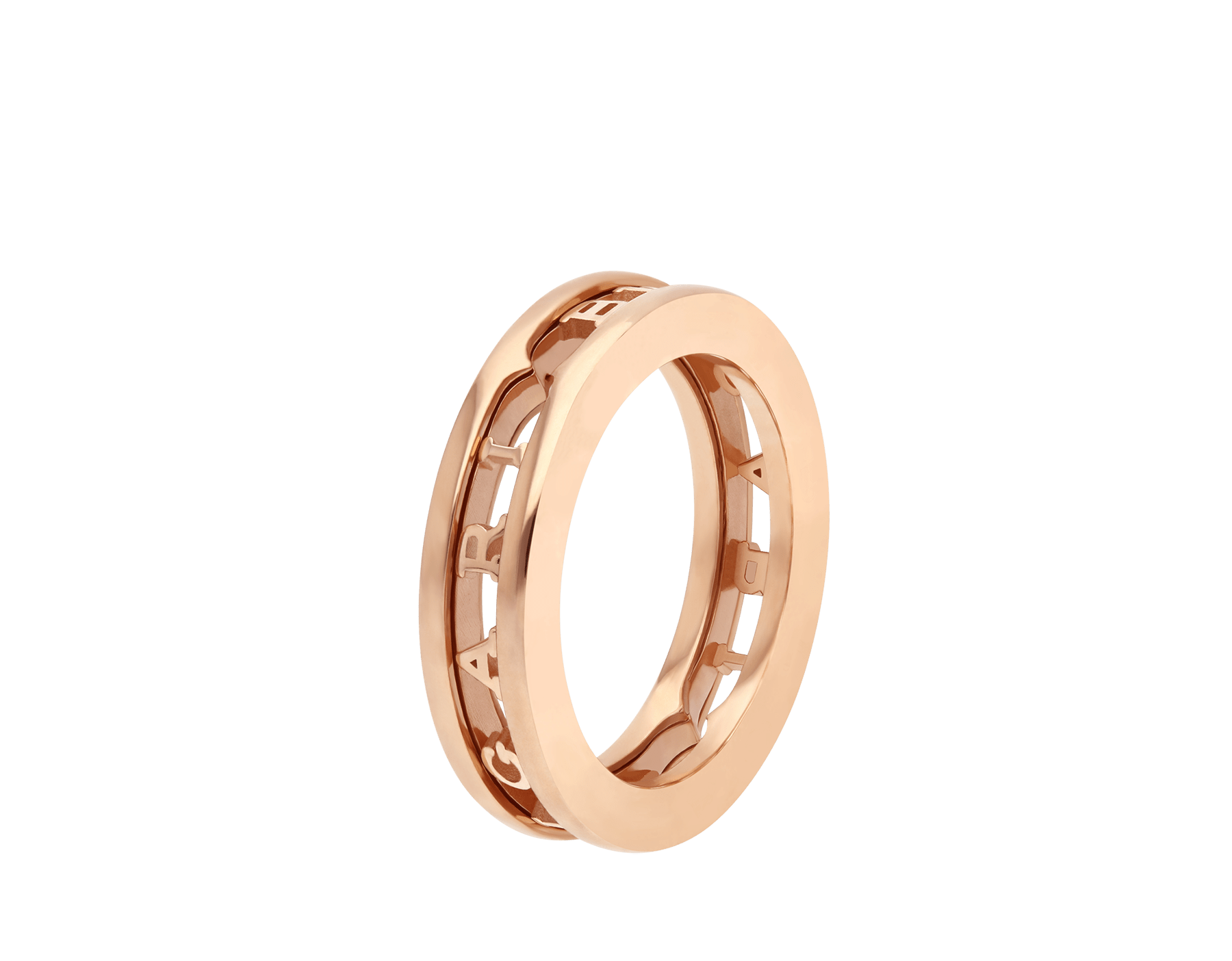 B.zero1 18 kt rose gold one-band ring with openwork logo spiral AN859308 image 1