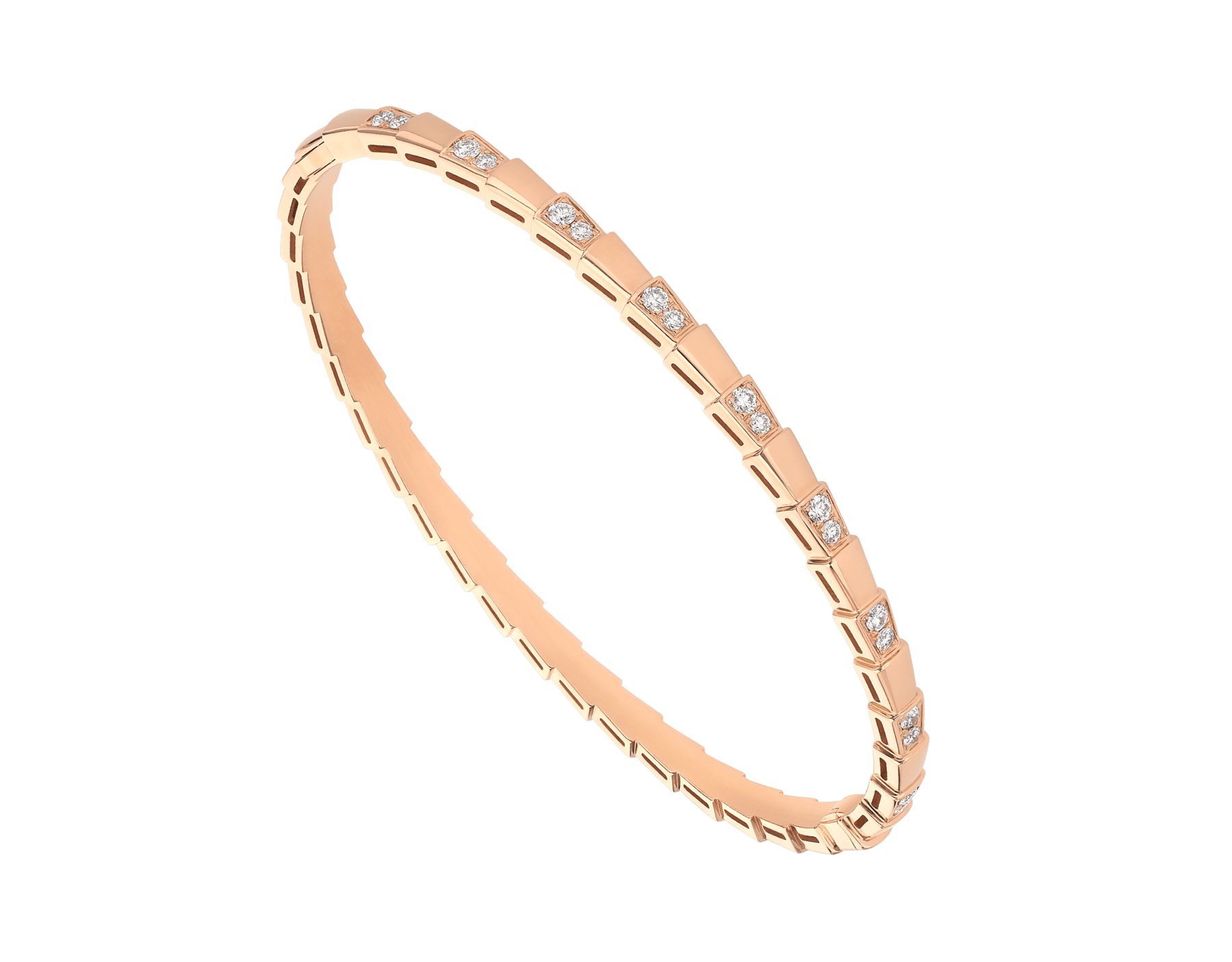 Serpenti Viper Armband aus 18 Karat Roségold, halb ausgefasst mit Diamant-Pavé. (Höhe 4 mm) BR859369 image 1