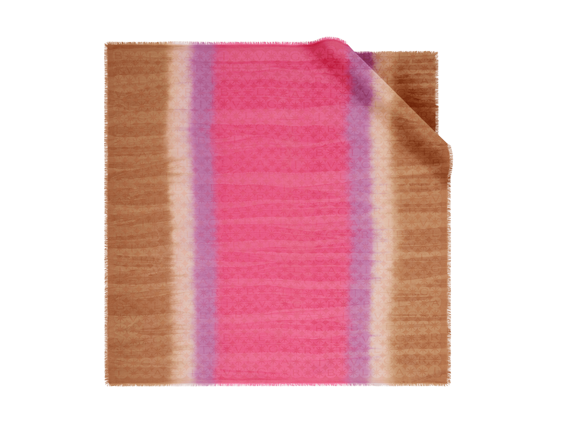 Infinitum Stars Tie-Dye scarf in fine azalea quartz pink silk wool and a BULGARI BULGARI metal pendant. INFINITUMSTARSTD image 1