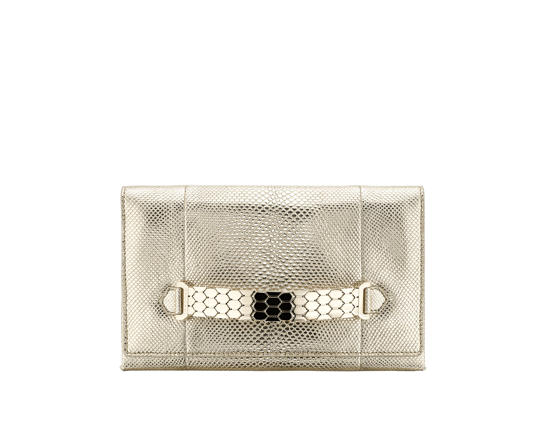“Serpenti” evening handle clutch bag in charcoal diamond metallic karung skin. Light gold Serpenti Seduttori handle. 526-HANDLECLUTCH image 1