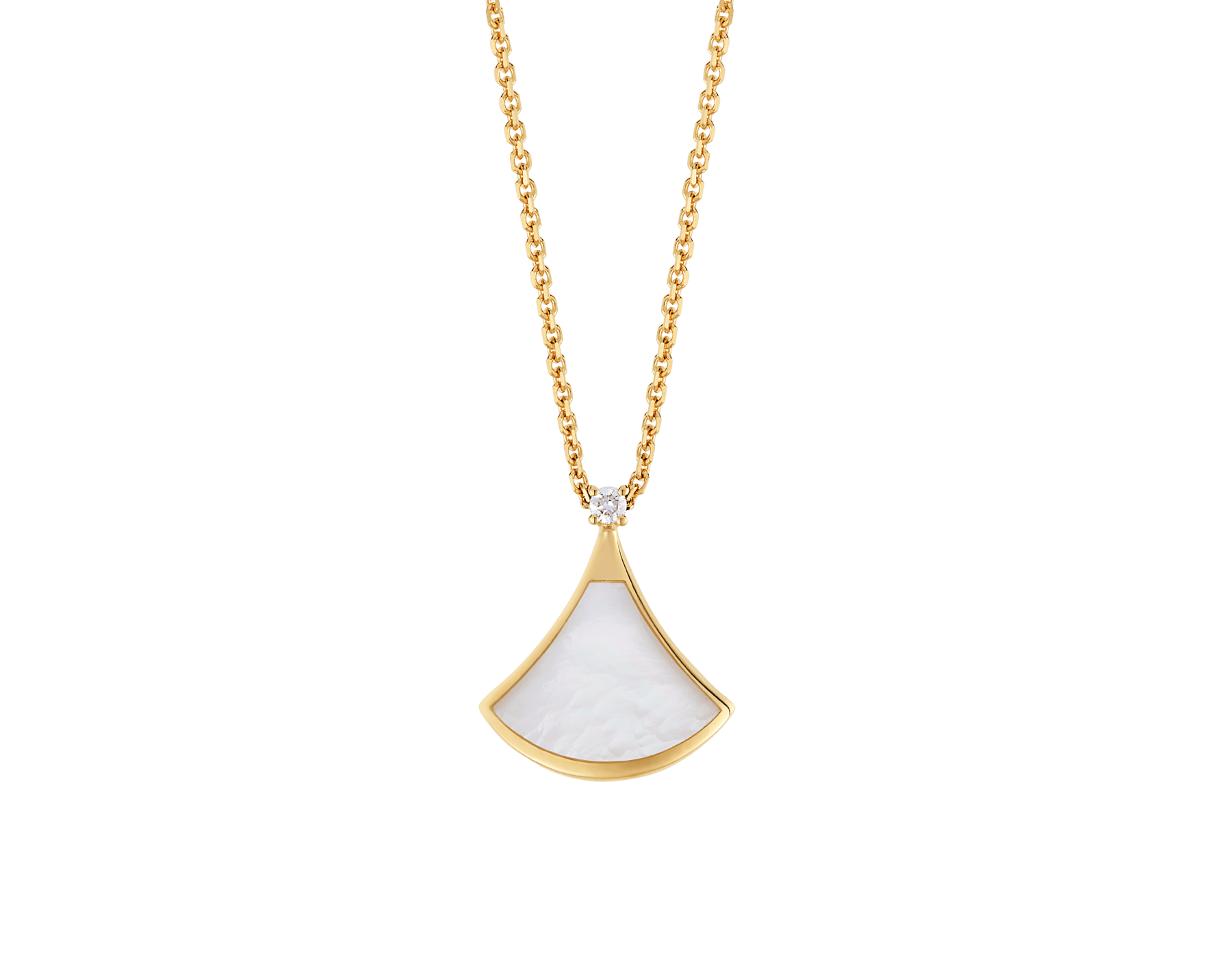 DIVAS' DREAM 18 kt yellow gold necklace with pendant set with one diamond and mother-of-pearl element 360443 image 1