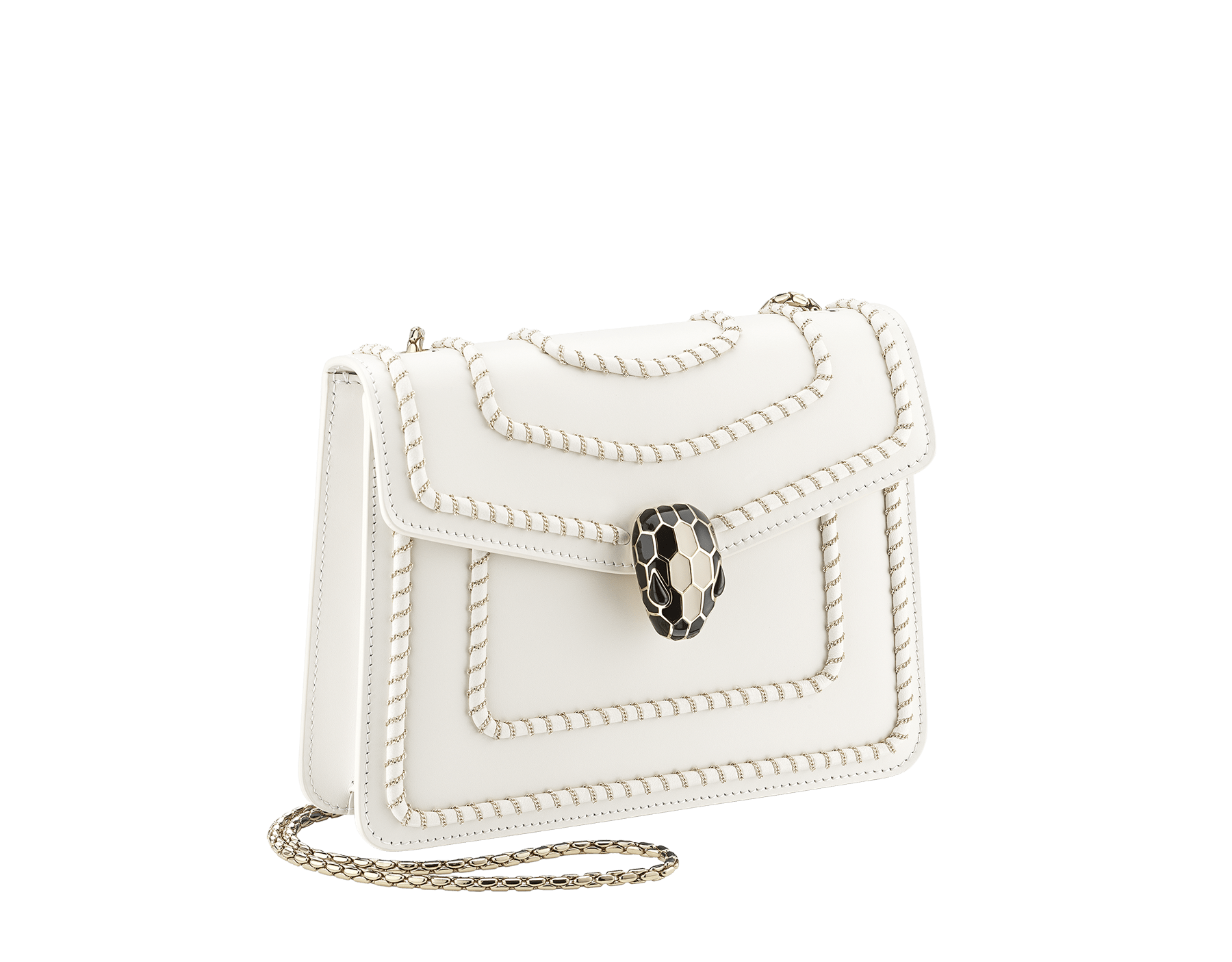 white crossbody bag with gold chain