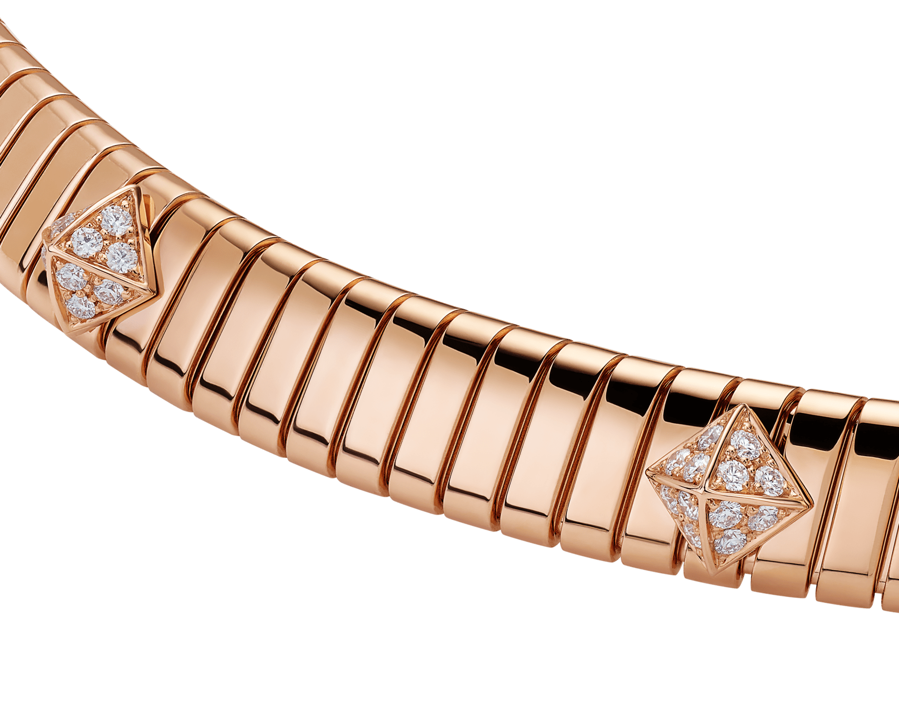Bvlgari Tubogas 項鍊，18K 玫瑰金材質，飾以密鑲鑽石鉚釘。 CL860253 image 1