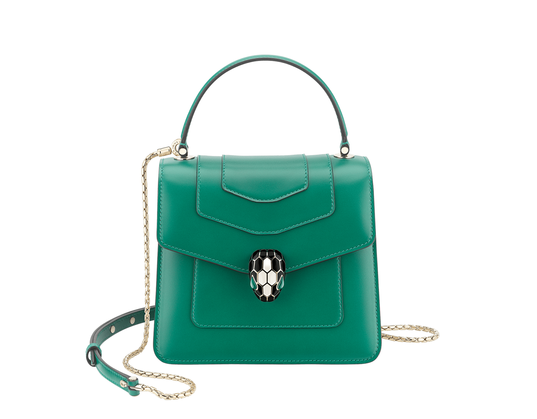 Bvlgari Green Leather Medium Serpenti Forever Top Handle Bag Bvlgari