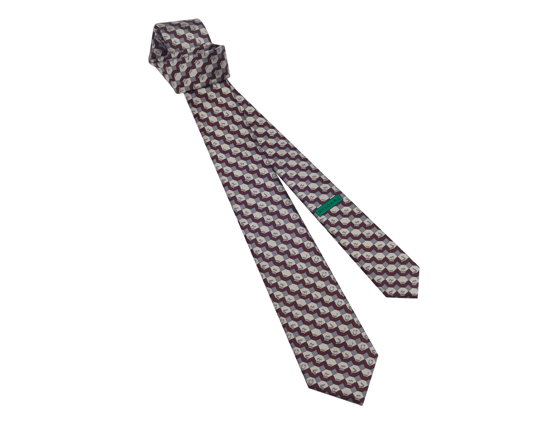 Siebenfach gefaltete Logo Shadow Krawatte aus feinem blauen Seidenjacquard. LOGOSHADOW image 1