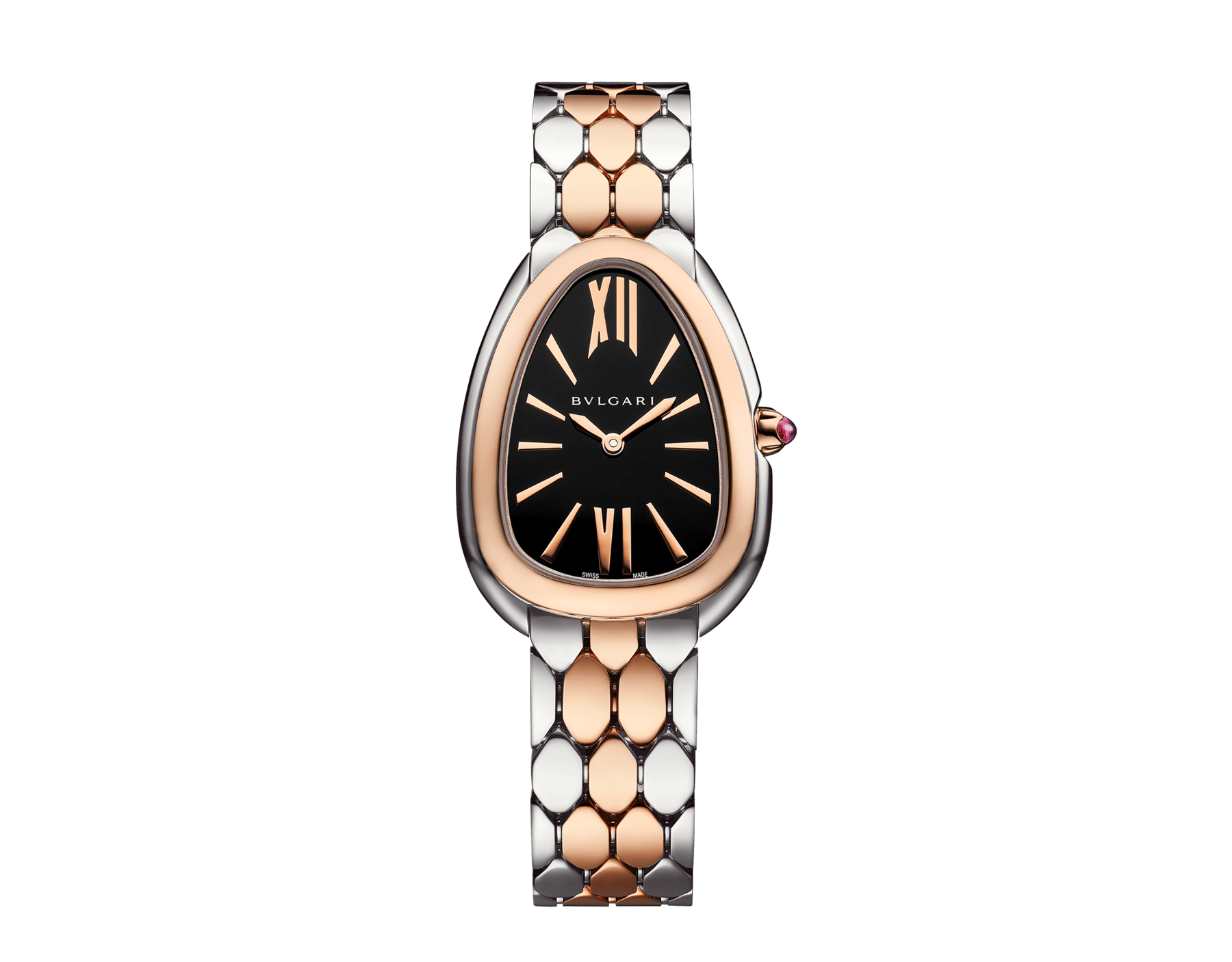 Orologio Serpenti Seduttori in acciaio inossidabile e oro rosa 18 kt con quadrante laccato nero. Impermeabile fino a 30 metri. 103959 image 1