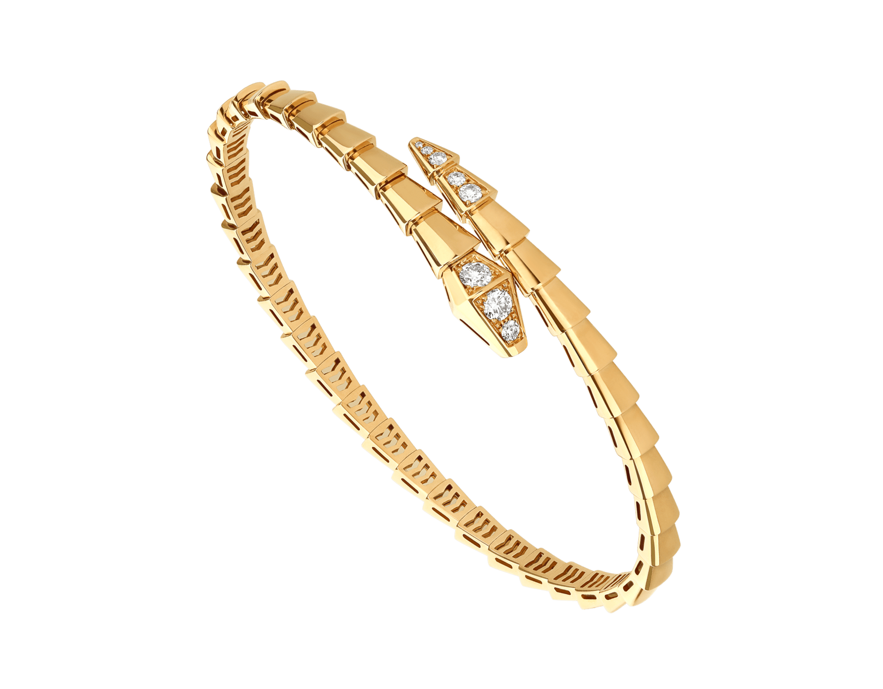 Serpenti Viper 18 kt yellow gold bracelet set with demi-pavé diamonds BR860040 image 1