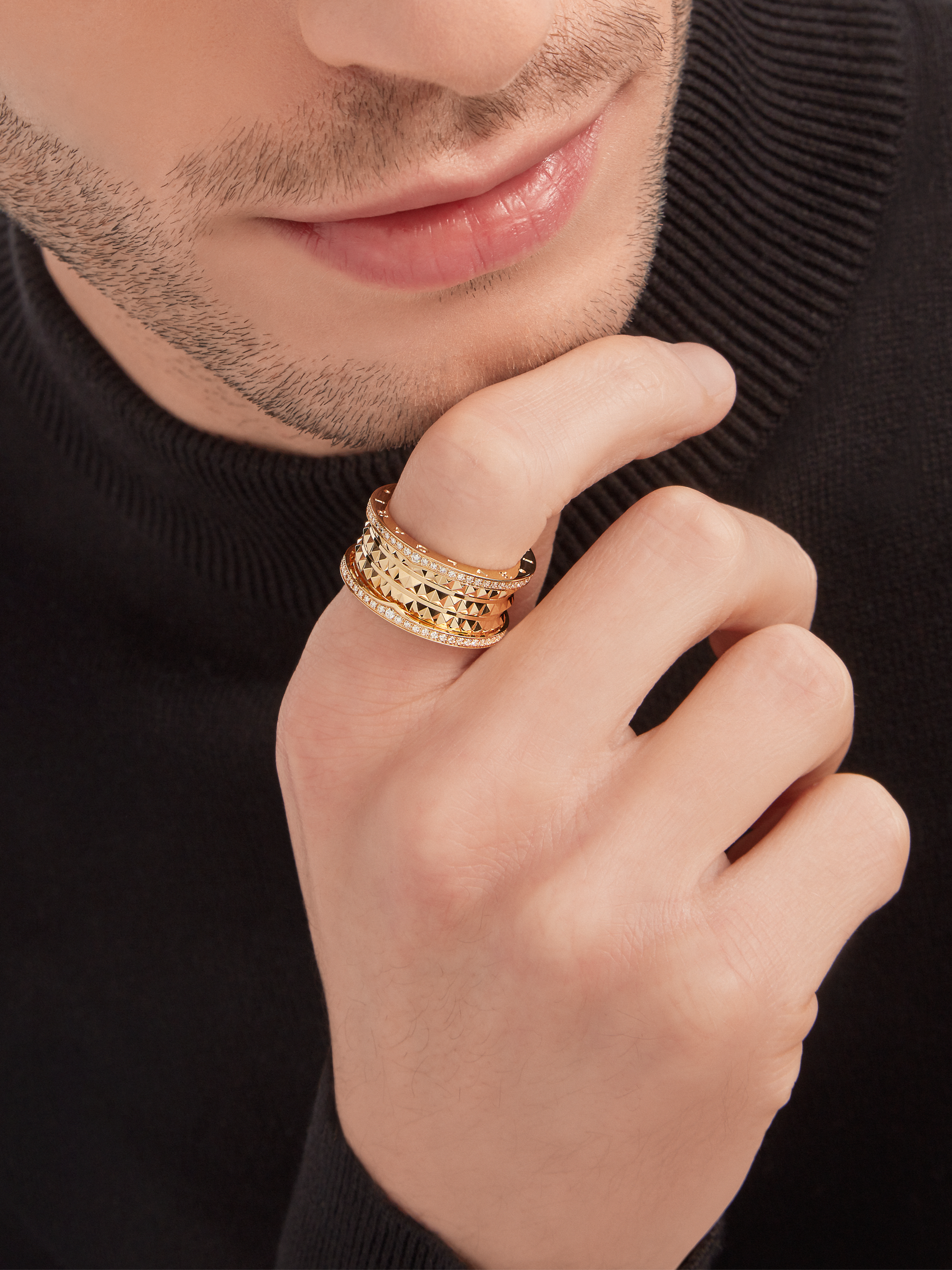 Bvlgari B.Zero1 18K White Gold 1-Band Diamond Pave Ring, Size 50 (US Size  5.5) for Men