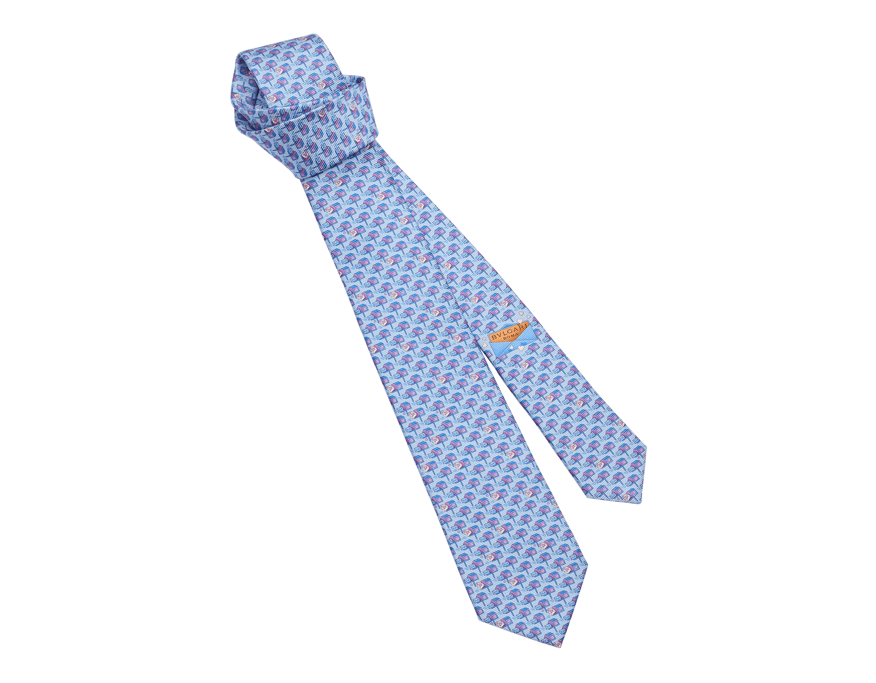 With Love seven-fold tie in fine, printed yellow saglione silk. WITHLOVE image 1