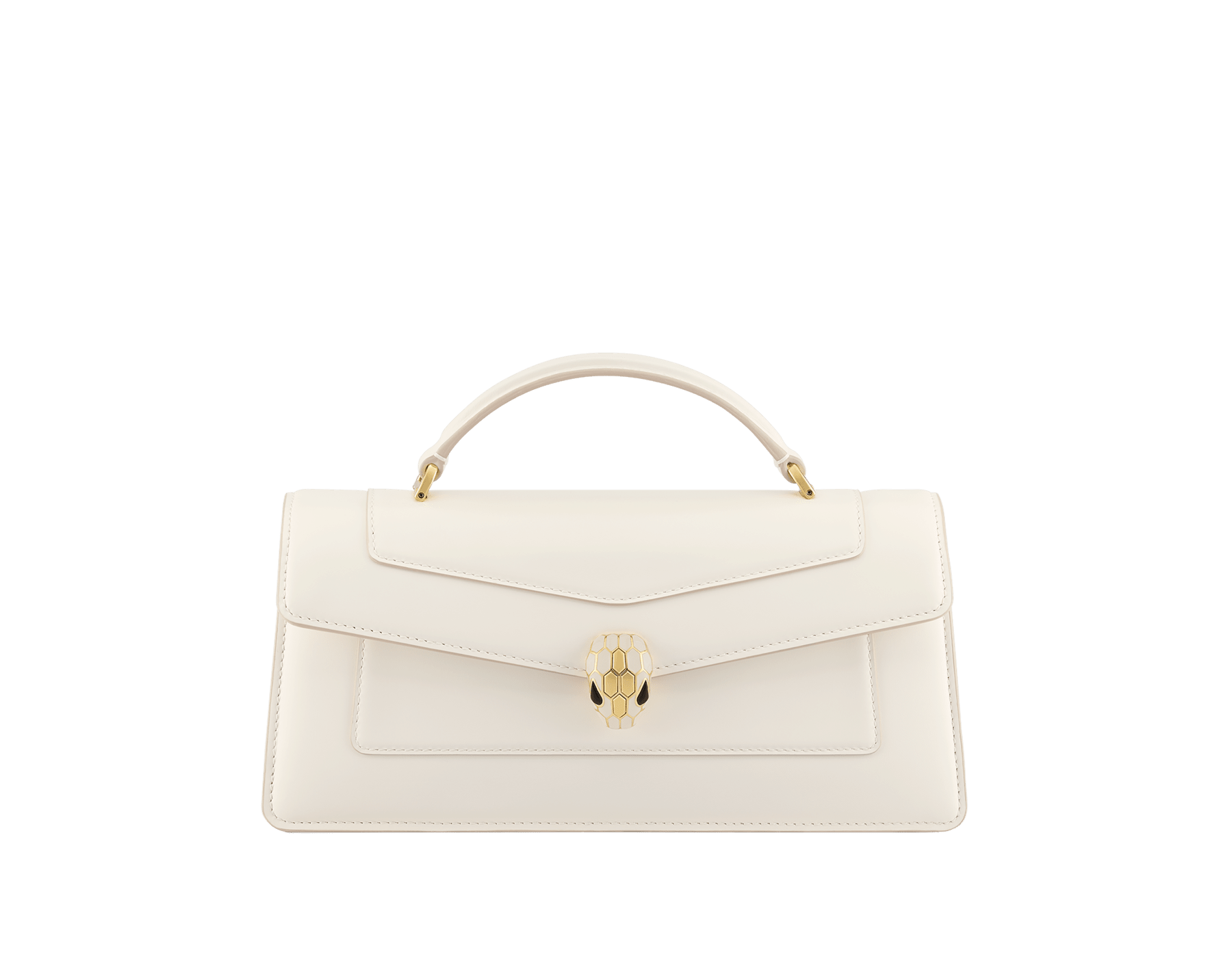 Borsa a mano Serpenti Forever Elongated in vitello nero con fodera in nappa nera. Accattivante chiusura magnetica Serpenti in ottone placcato oro chiaro con squame in smalto nero e ottone placcato oro chiaro, e occhi in onice nera. SEA-001-1390S image 1
