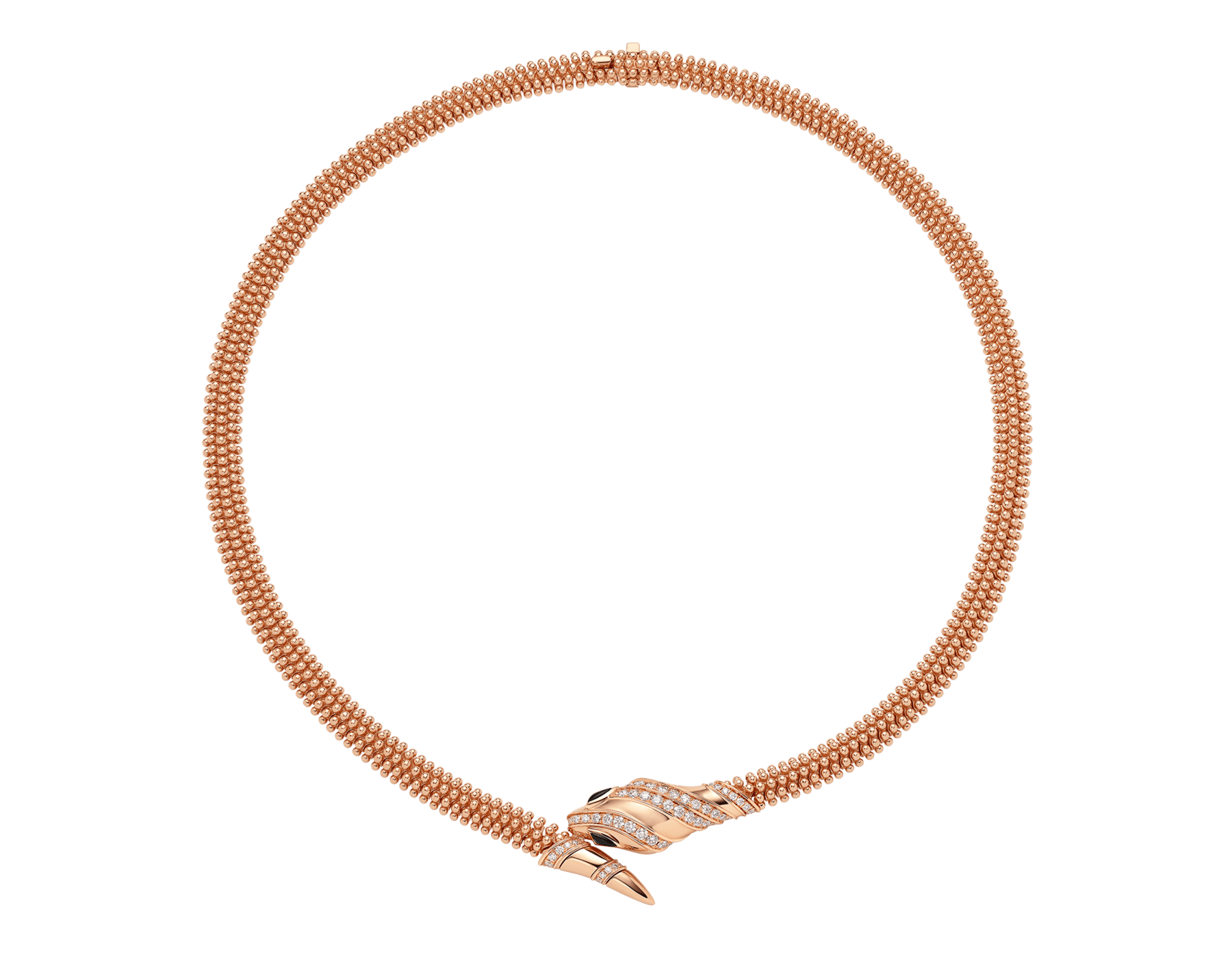 Serpenti Halskette aus 18 Karat Roségold mit Diamant-Pavé auf dem Schlangenkopf und -schwanz sowie Augen aus schwarzem Onyx CL860368 image 1