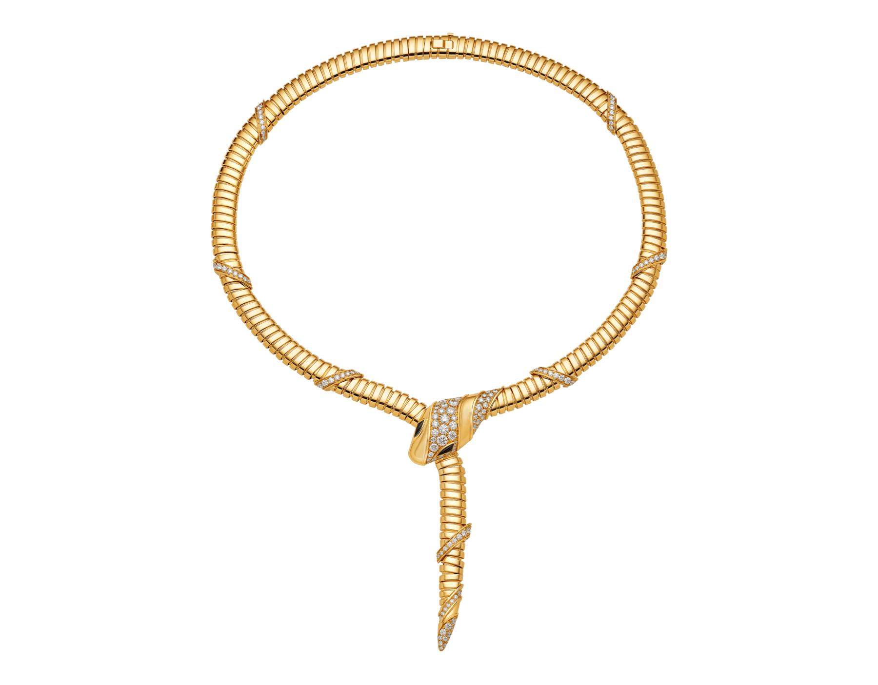 Collana Serpenti in oro giallo 18 kt con semi-pavé di diamanti e occhi in onice nera. CL860266 image 1