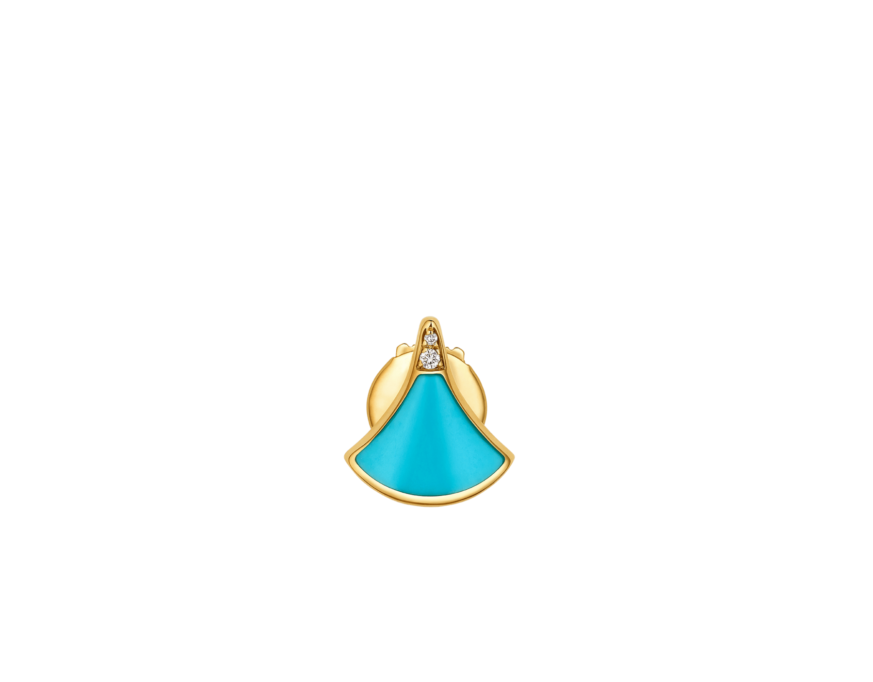 Boucle d'oreille unique Divas' Dream en forme d'éventail en or jaune 18 K sertie de turquoise et pavé diamants 361995 image 1