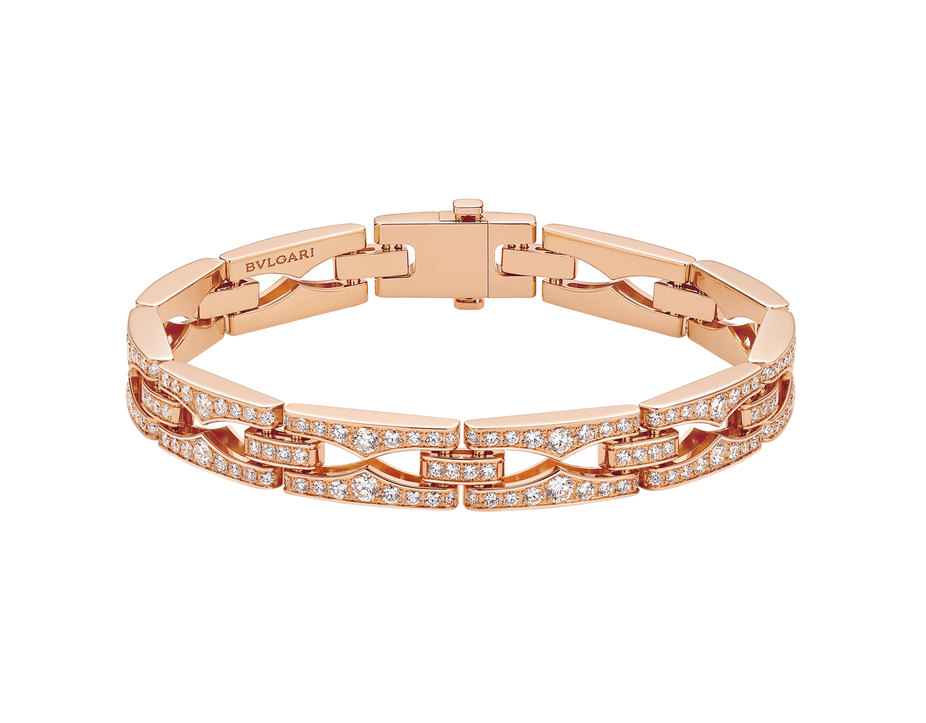 B.zero1 Rock Chain 18 kt rose gold soft bracelet set with full pavé diamonds BR860521 image 1