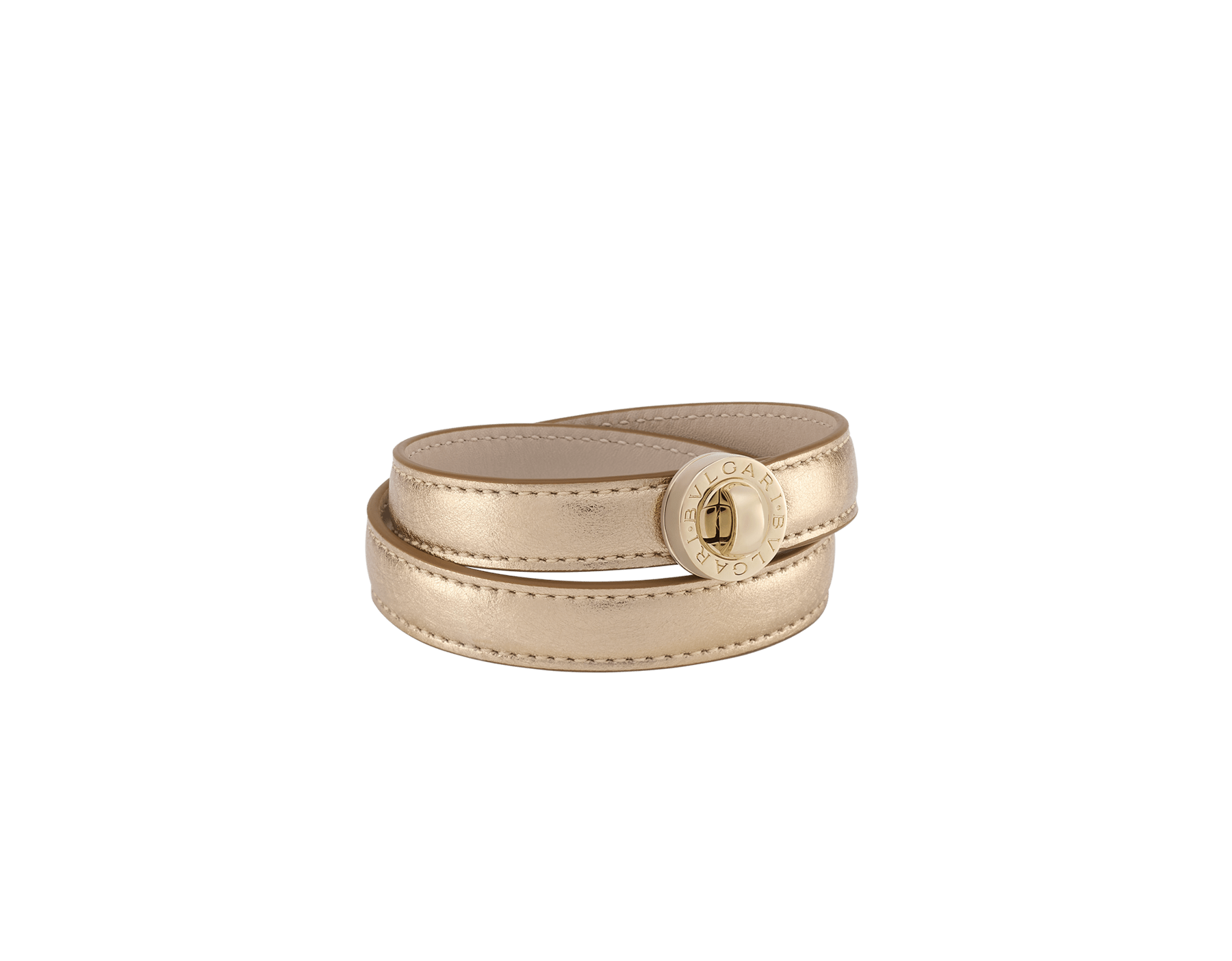 Bvlgari Bvlgari turnlock bracelet in silver Striated calf leather with iconic light gold-plated brass twist clasp closure. BB-TURNLOCKb image 1