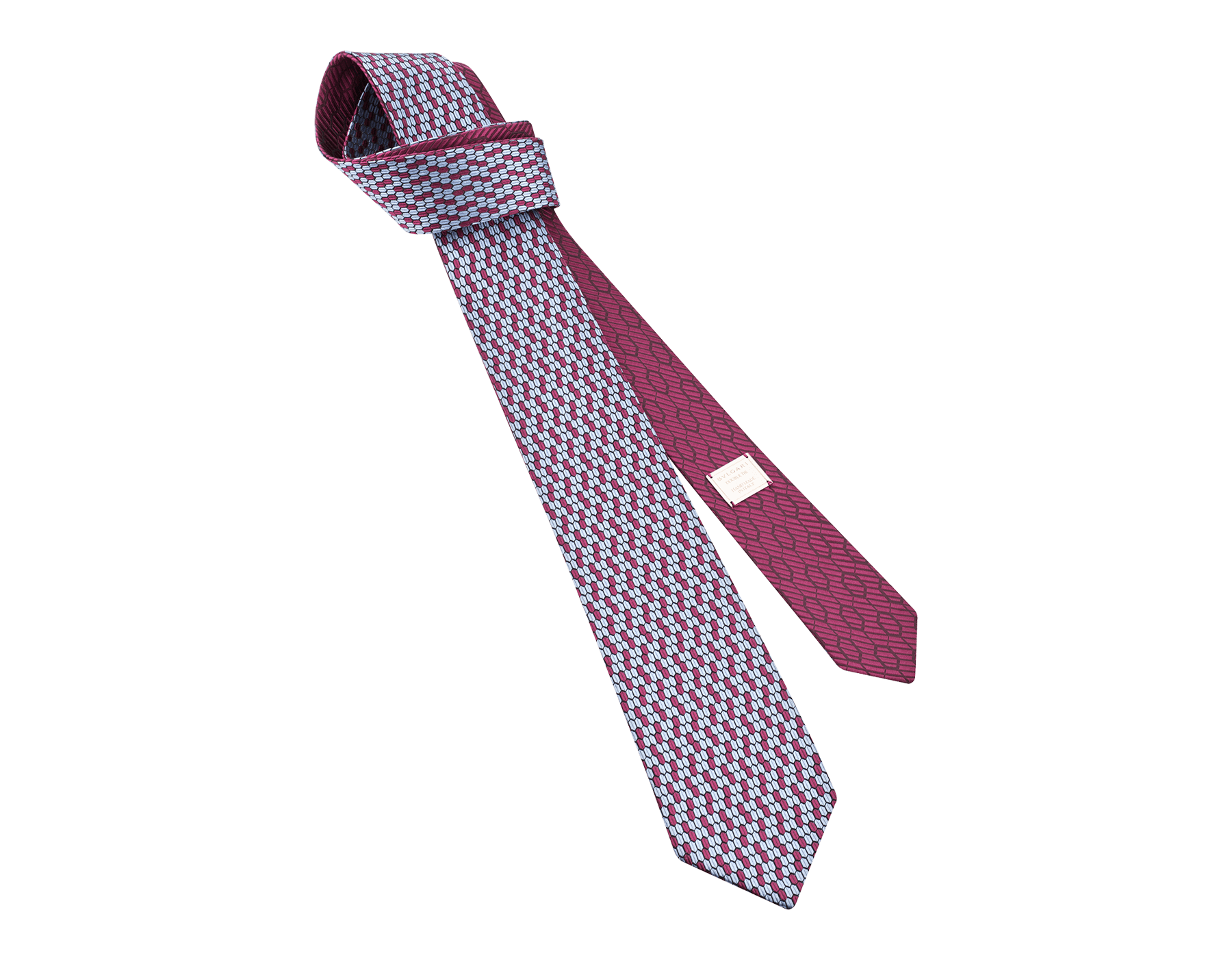 Navy "MultiScales" tie in fine jacquard silk. DoubleMultiScalesa image 1