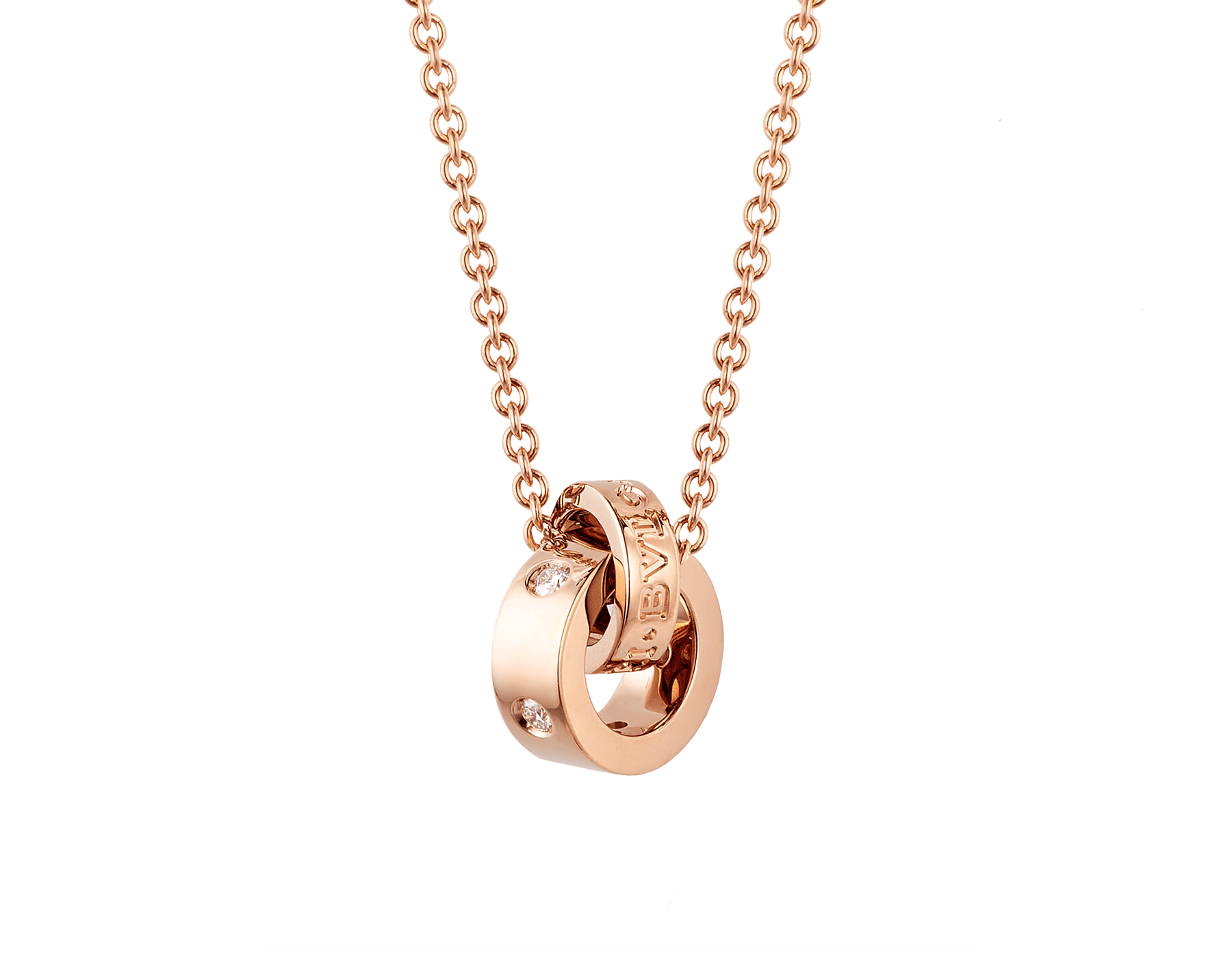 BVLGARI BVLGARI necklace with 18 kt rose gold chain and 18 kt rose gold pendant set with five diamonds 354028 image 1