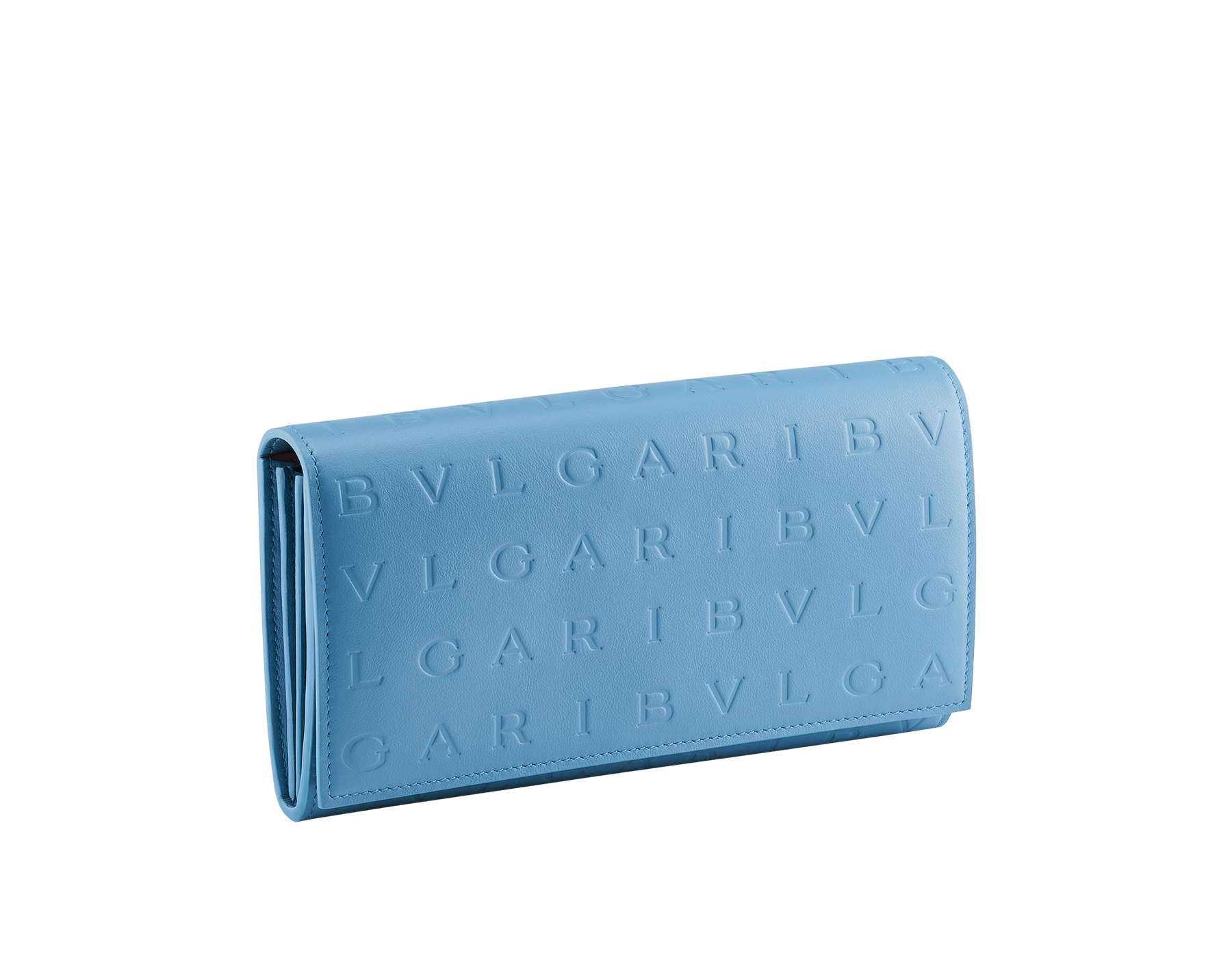 Bvlgari Logo large wallet in Ivory Opal white calf leather with hot stamped Infinitum Bvlgari logo pattern and plain Pink Spinel nappa leather lining. Light gold-plated brass hardware BVL-LONGWALLET image 1