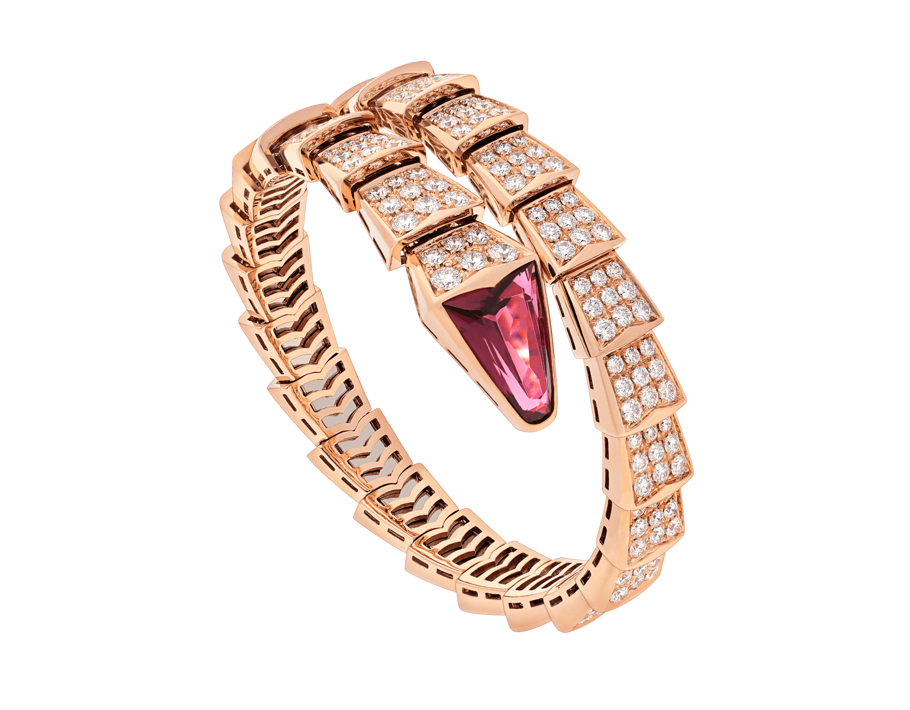 Serpenti Viper 18K Rose Gold & Pavè Diamond Bracelet