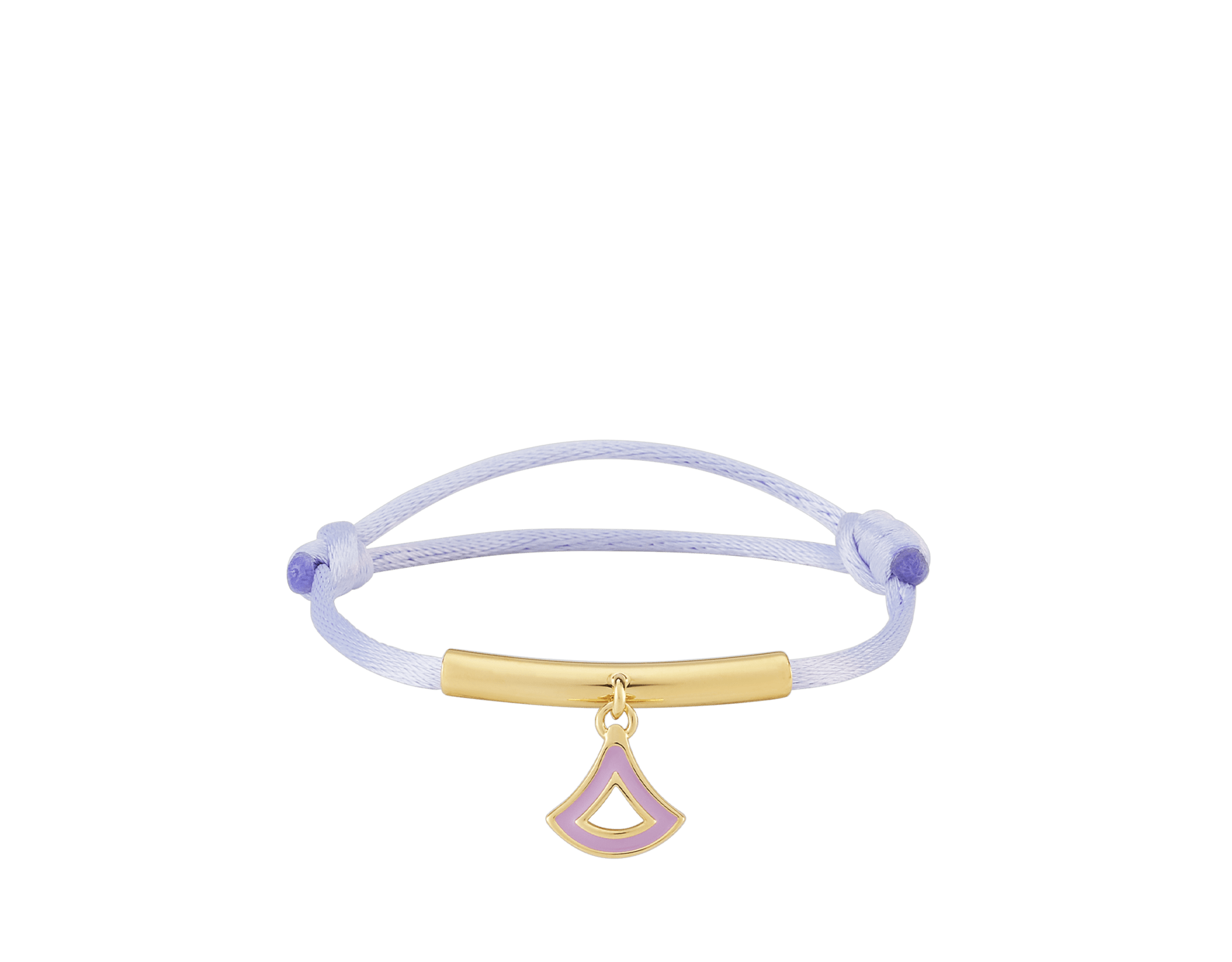 Divas’ Dream bracelet in emerald green fabric. Light gold-plated brass tubular element with refined charm embellished with emerald green enamel. DIVAMINISTRINGd image 1