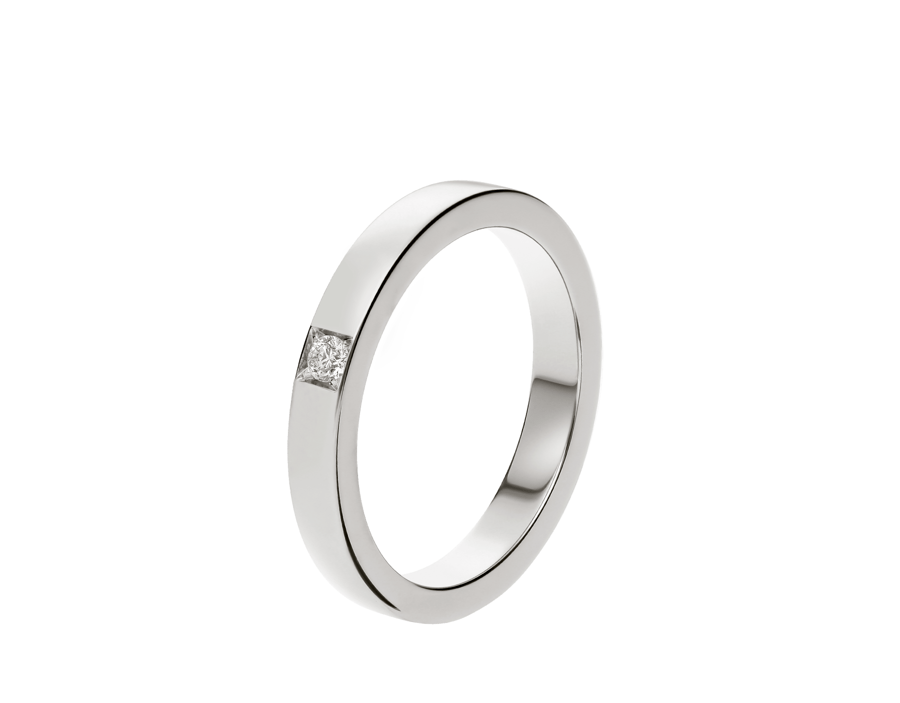 Marryme Ehering aus Platin, besetzt mit einem Diamanten. AN854104 image 1
