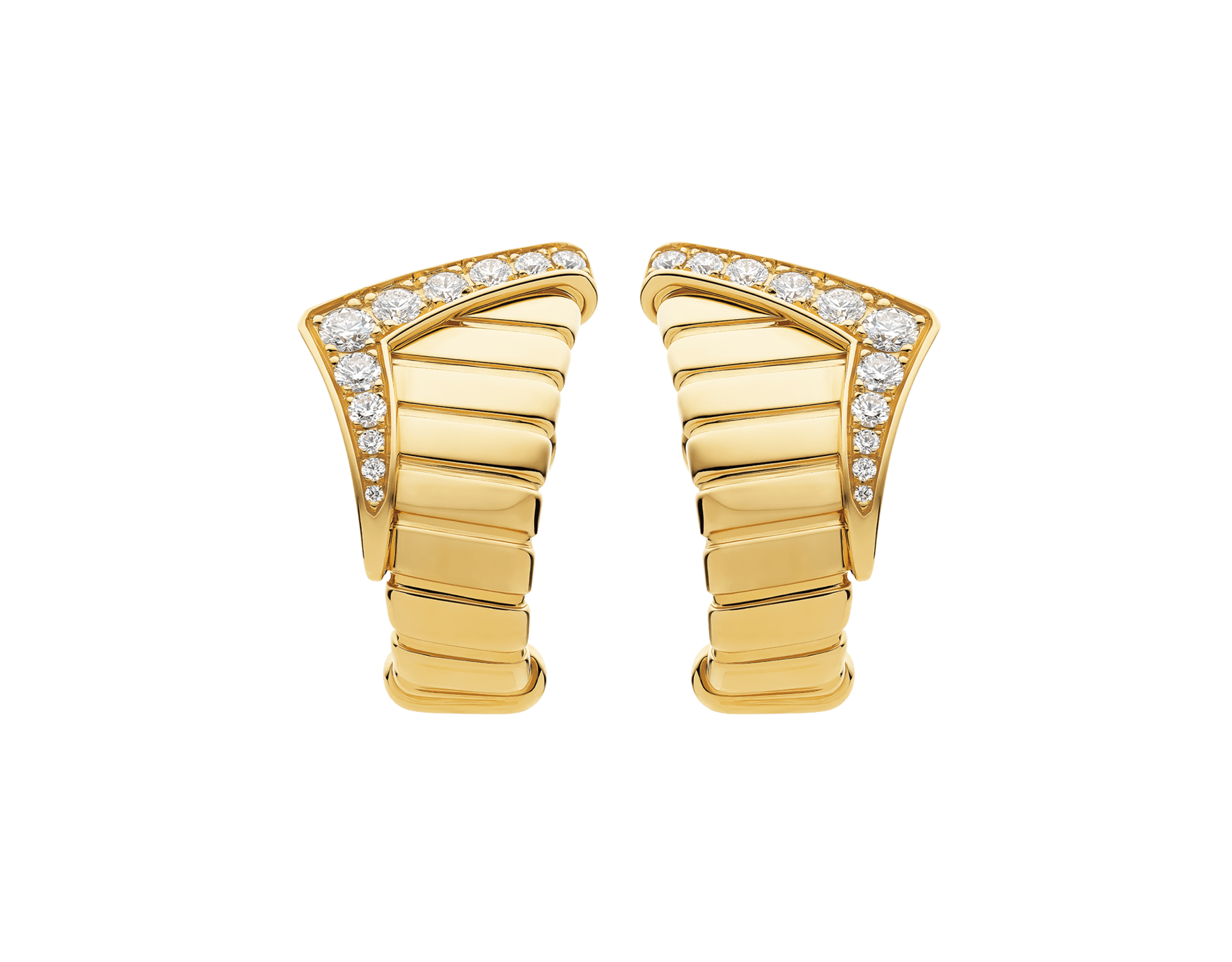 Bvlgari Tubogas 不對稱圈式耳環，採用 18K 黃金，飾以半密鑲鑽石。 362521 image 1