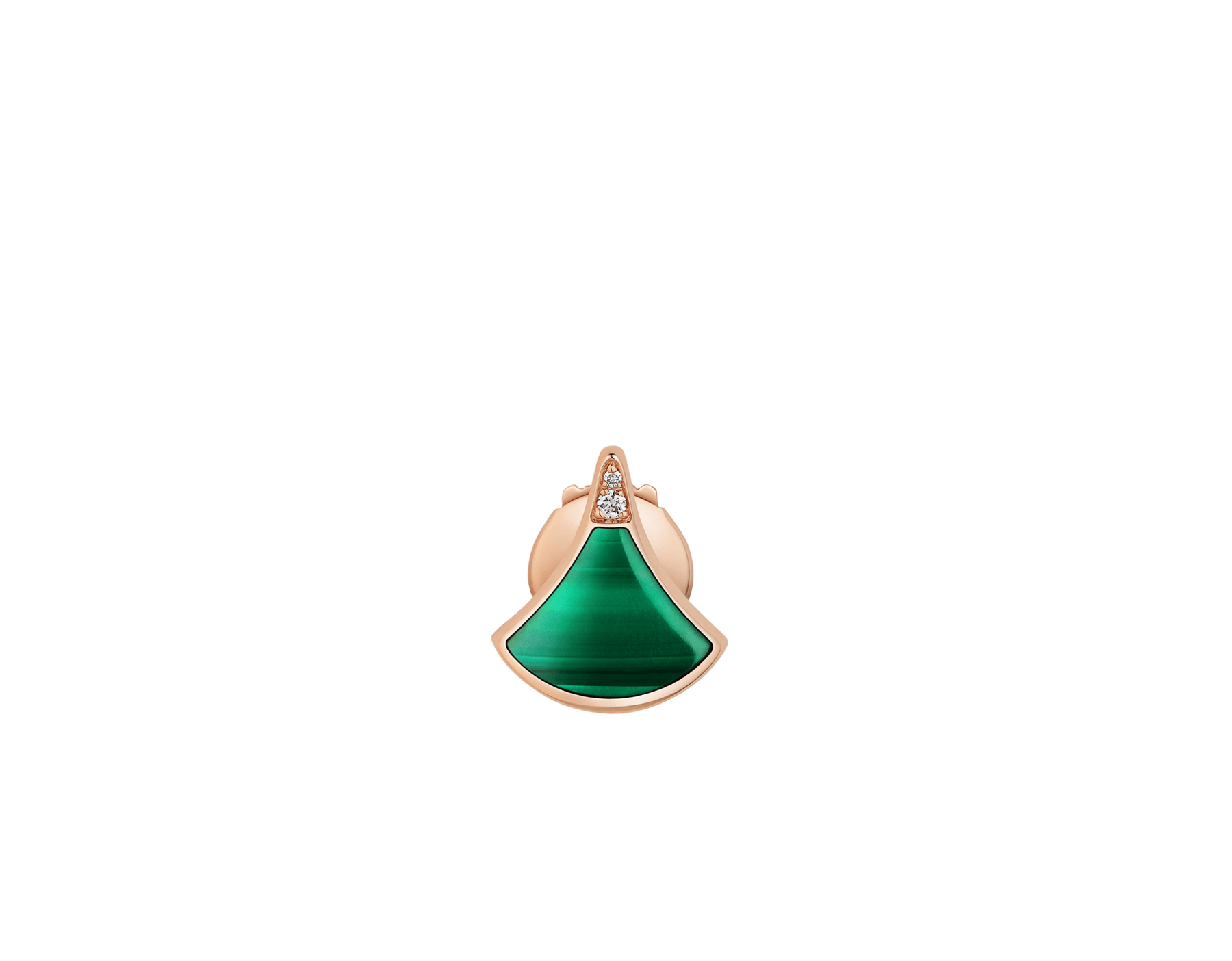 Fächerförmiger, einzelner Divas’ Dream Ohrstecker aus 18 Karat Roségold mit Malachit und Diamant-Pavé 361994 image 1