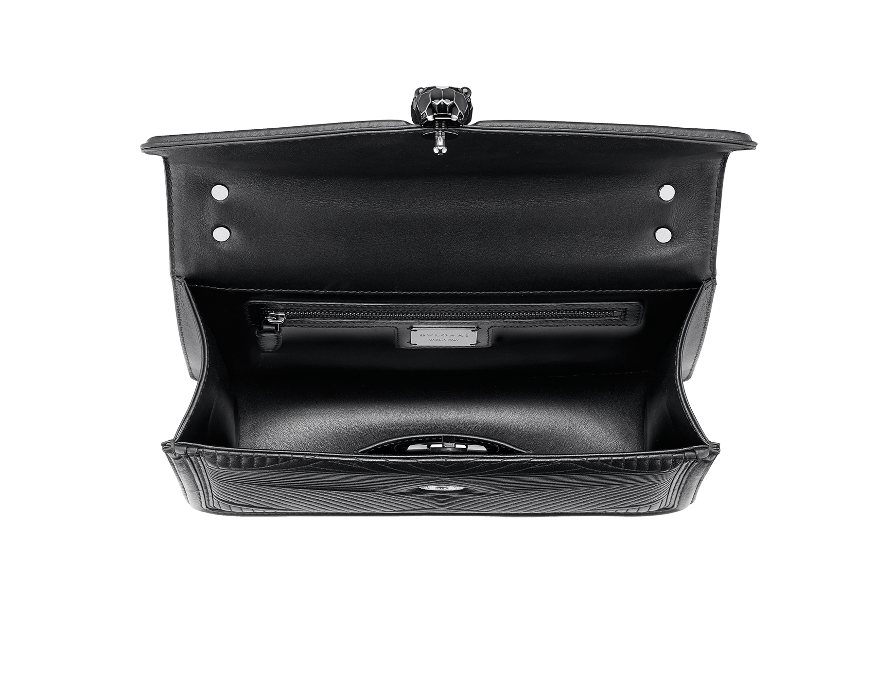 black quilted suitcase