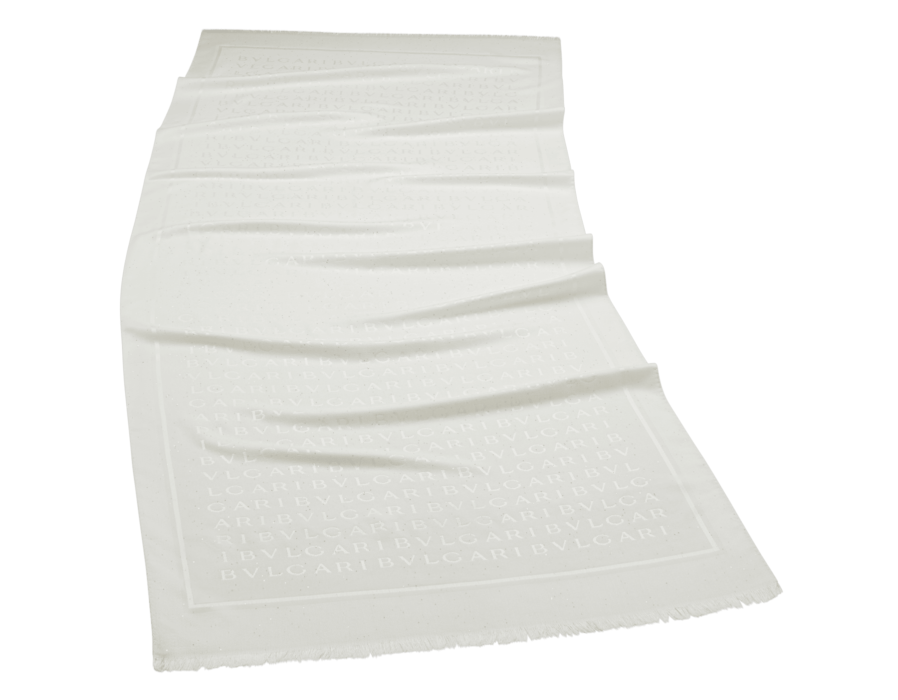 Lettere Maxi Sparkling stole in fine white silk wool. Made of 60% silk, 40% wool. LETTEREMXSPAR image 1