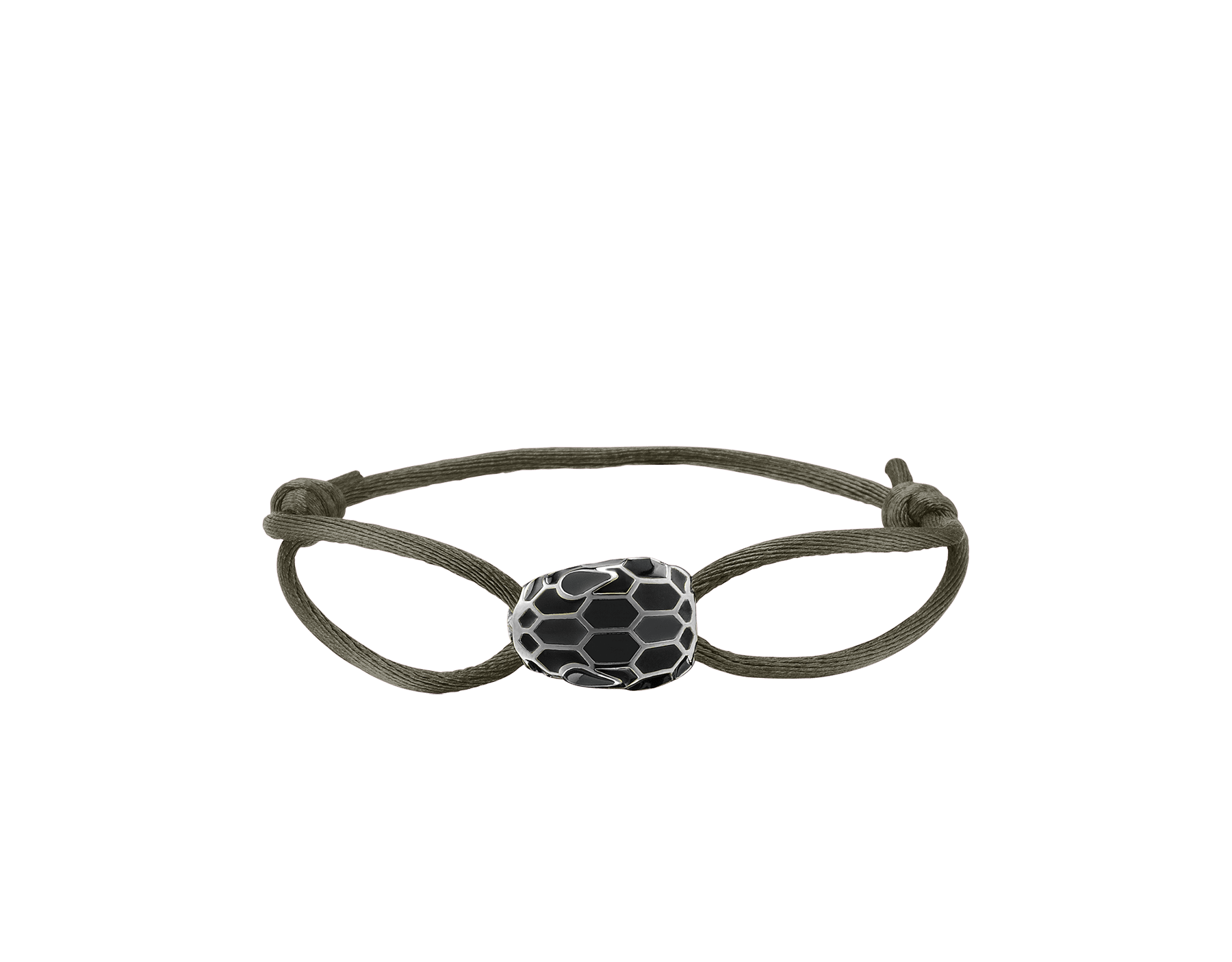 "Serpenti Forever" bracelet in Daisy Topaz yellow fabric with a light gold-plated brass tempting snakehead décor enamelled in Daisy Topaz yellow and black, with seductive black enamel eyes. SERP-STRINGb image 1