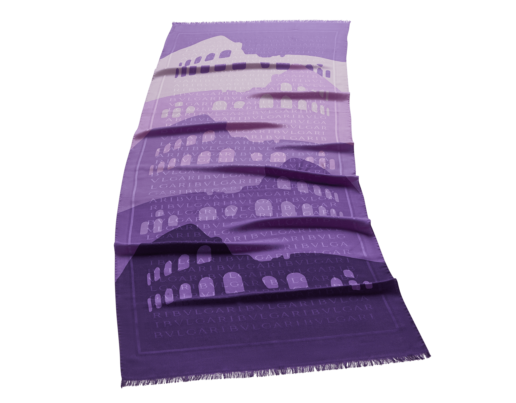 Bulgari Bvlgari Logomania Monogram 'Lettere Maxi Stole' Shawl purple silk  wool