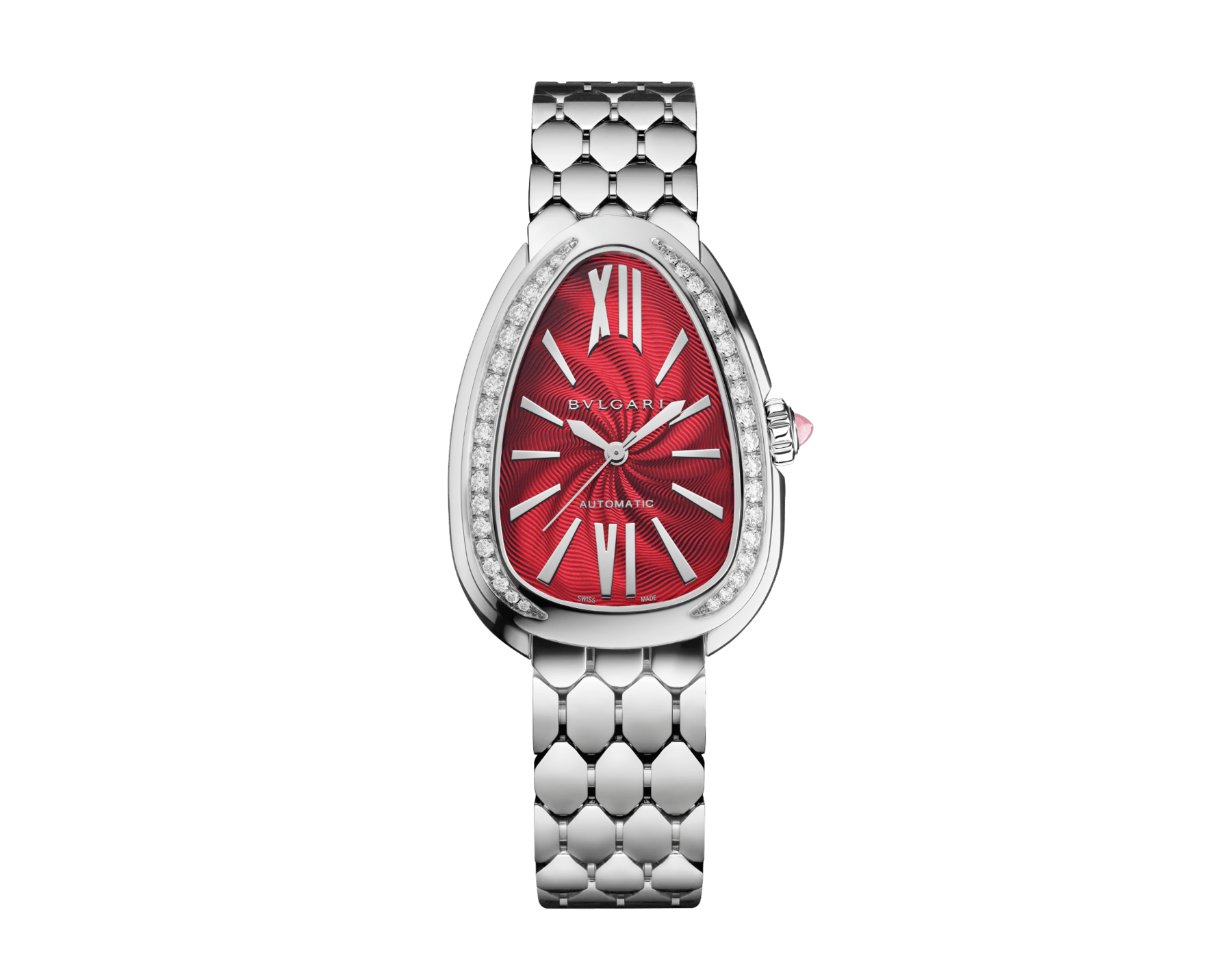 Serpenti Seduttori 精鋼腕錶，錶圈鑲飾鑽石，紅寶石色扭索紋錶盤。防水深度 30 公尺。農曆新年特別版錶款。 104310 image 1