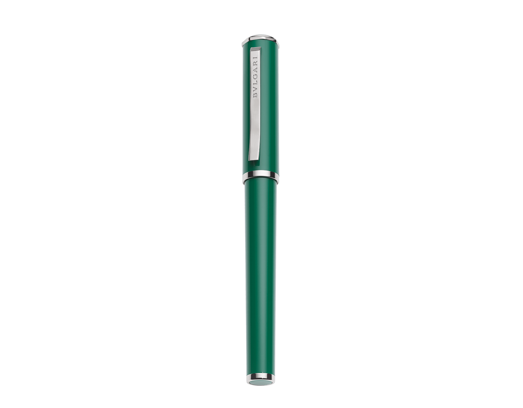 Bulgari rollerball pen in green resin with palladium finishes and Bulgari logo engraved on the octagonal cap 103732 image 1