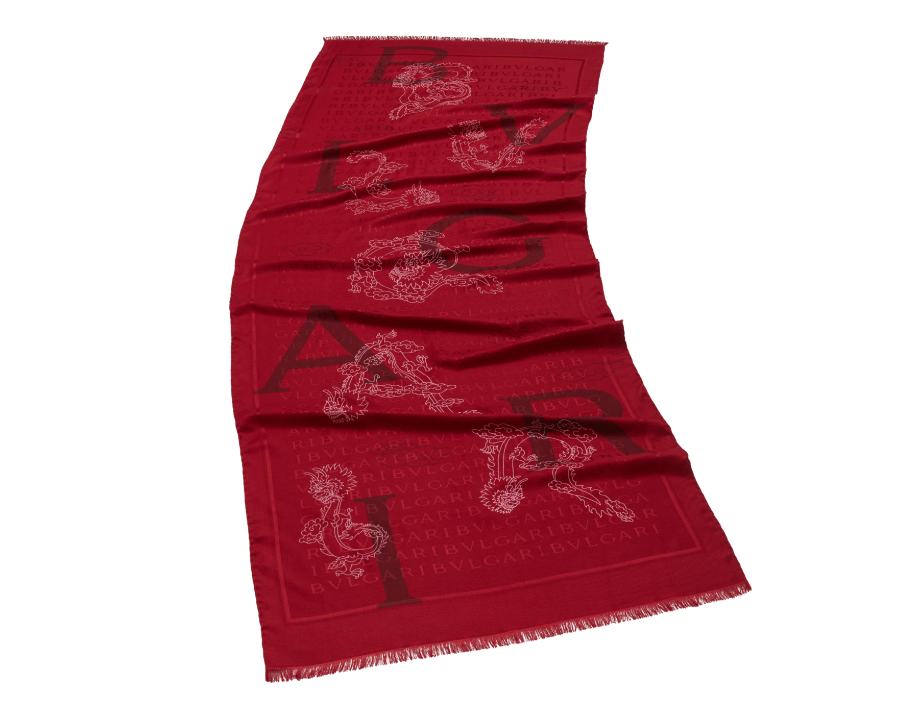 Chinese New Year Lettere Maxi stole in fine bright travertine ivory silk wool. Special Edition. Made of 60% silk and 40% wool. LETTMX24CNY-ST image 1