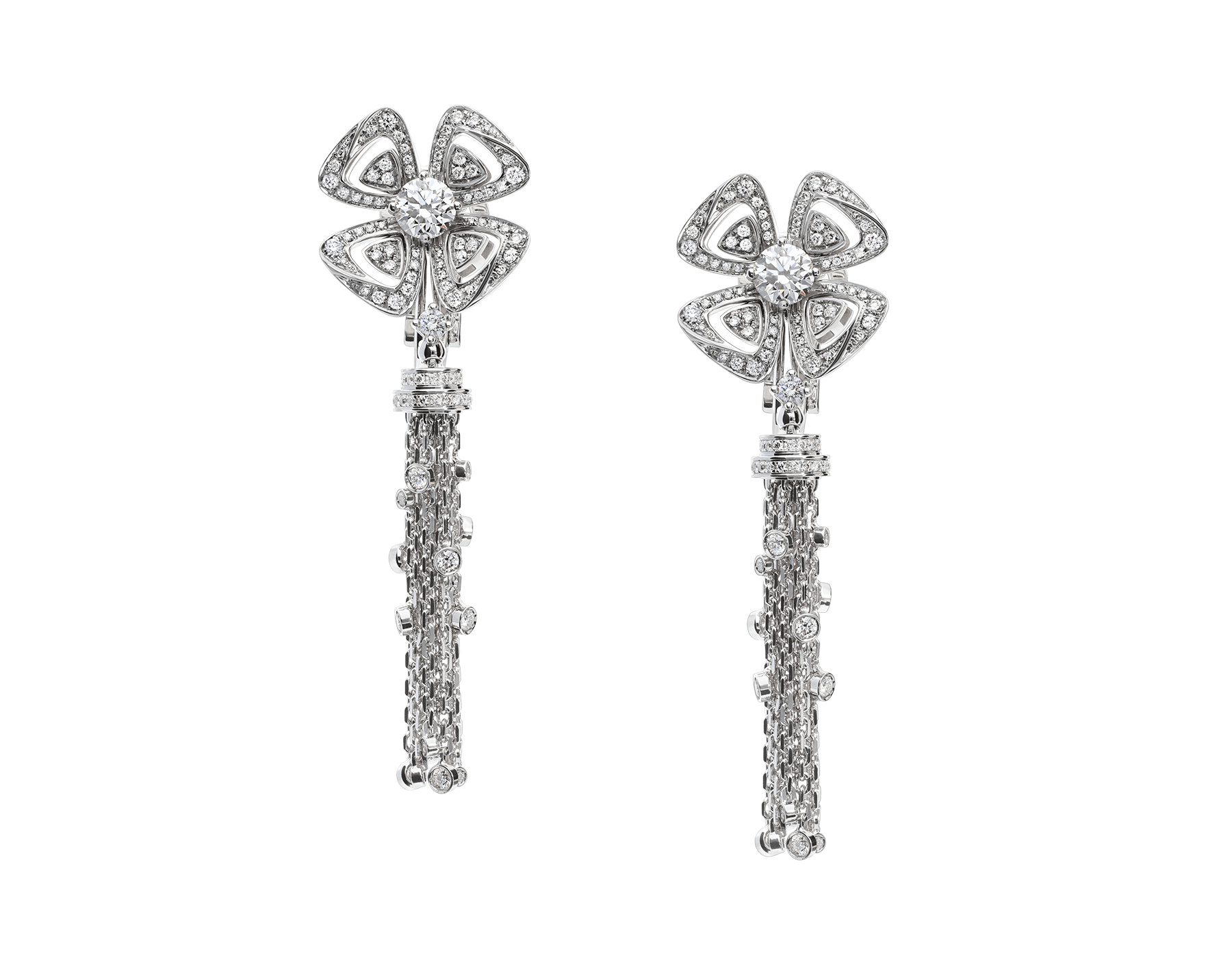 Fiorever 18 kt white gold earrings, set with two central diamonds and pavé diamonds. 354528 image 1
