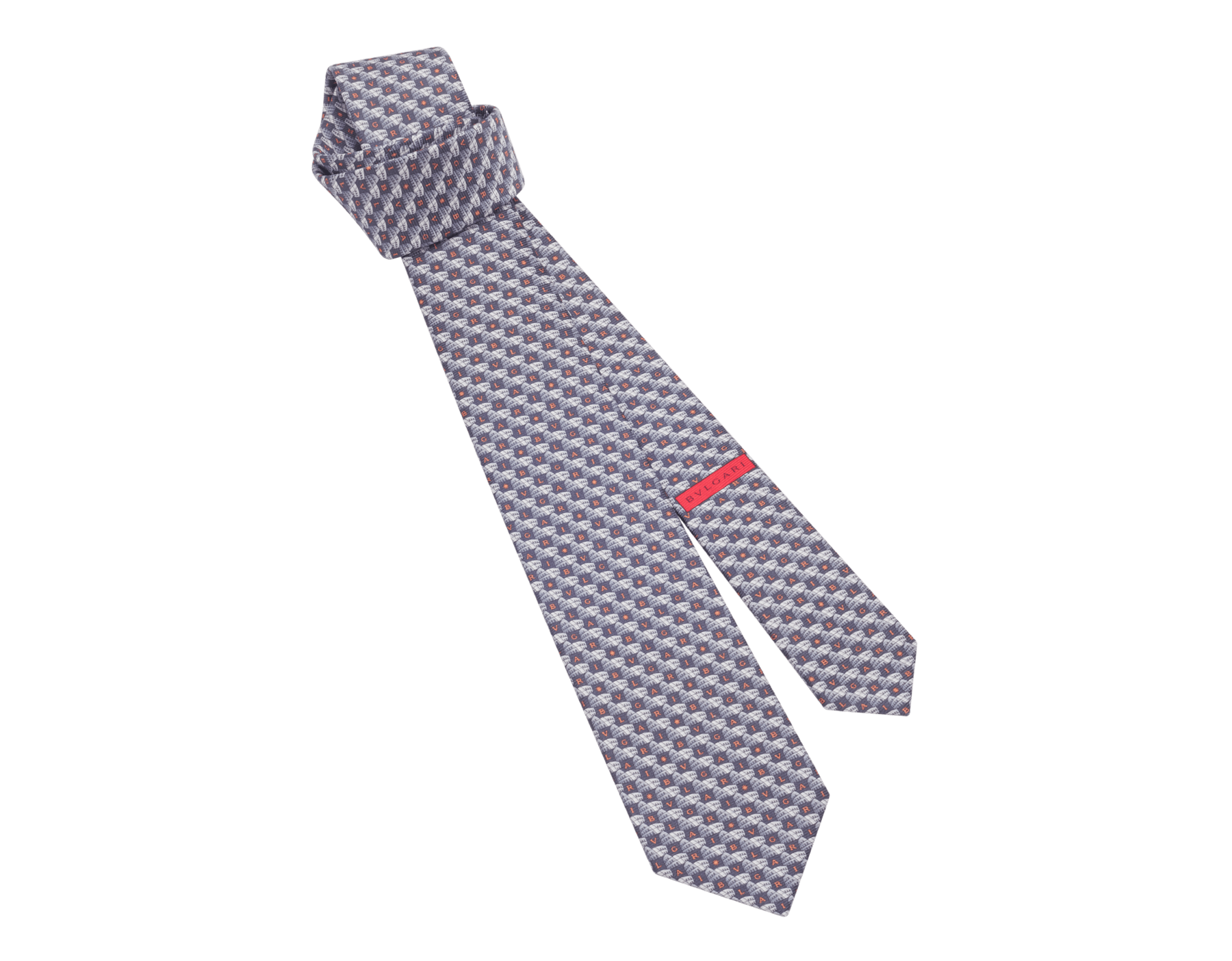 Logo Colosseum seven-fold tie in fine dark blue saglione printed silk. Made of 100% saglione silk. LOGOCOLOSSEUM image 1