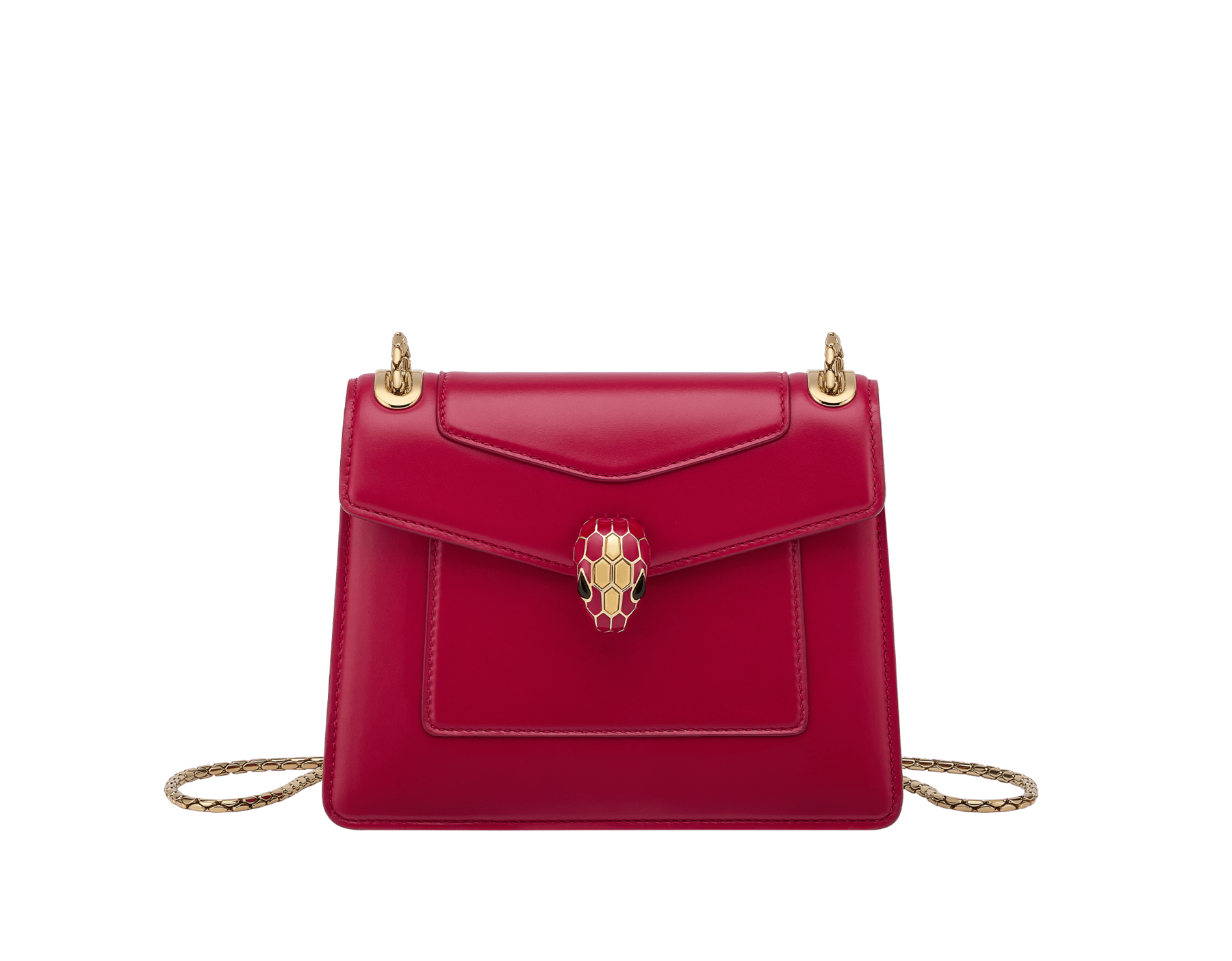 Sac porté épaule Serpenti Forever Day-to-Night petit modèle en cuir de veau vert émeraude avec doublure en cuir nappa noir. Fermoir magnétique Serpenti en laiton doré rehaussé d’écailles en émail couleur vert jade intense et laiton doré et d’yeux en onyx noir. SEA-1281-CL image 1