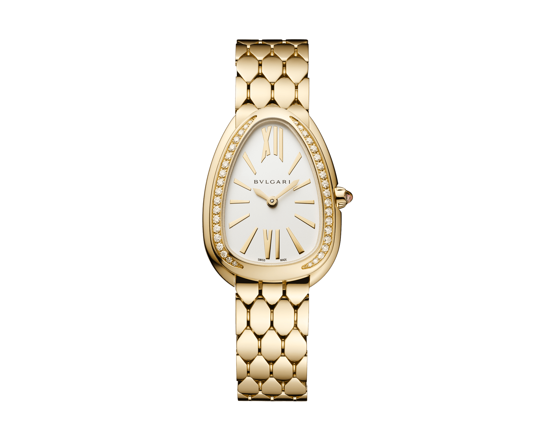 Serpenti Seduttori 腕錶，18K 黃金錶殼和錶帶，18K 黃金錶圈鑲飾鑽石，銀白色蛋白石錶盤。 103942 image 1