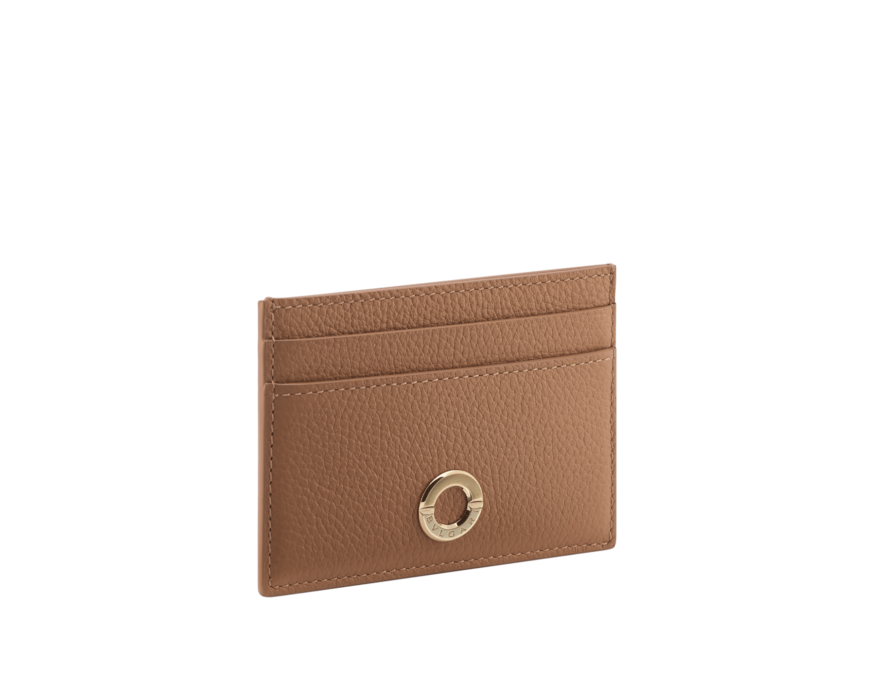 Bvlgari Roma card holder in star rose pink soft drummed calf leather with crystal rose nappa leather lining. Iconic gold-plated brass embellishment engraved with the Bvlgari logo. BVR-CC-HOLDER image 1