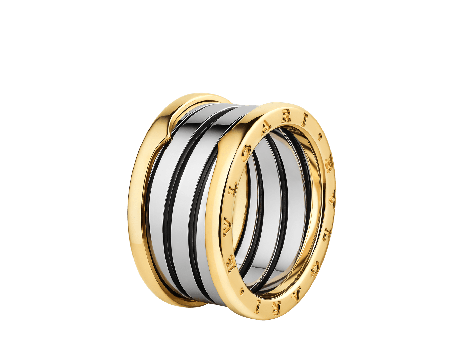 Bague quatre&nbsp;rangs B.zero1 Gold & Steel en or jaune 18&nbsp;K et acier inoxydable AN860830 image 1