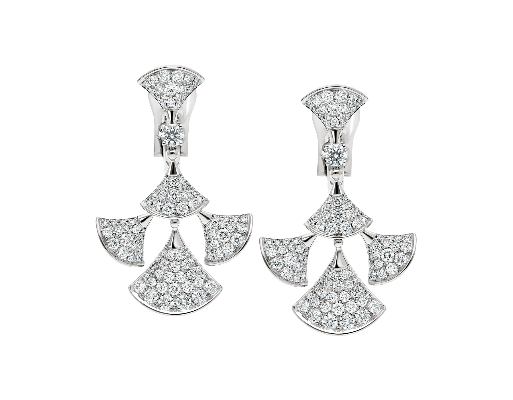 DIVAS' DREAM earrings in white gold, set with a diamond and full pavé diamonds. 352809 image 1