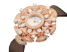 Divas' Dream watch with 18 kt rose gold case set with brilliant-cut diamonds, white mother-of-pearl dial and brown satin bracelet 102546 image 2