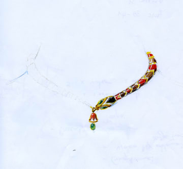 Sketch from Bulgari's archive of a Serpenti Heritage necklace.