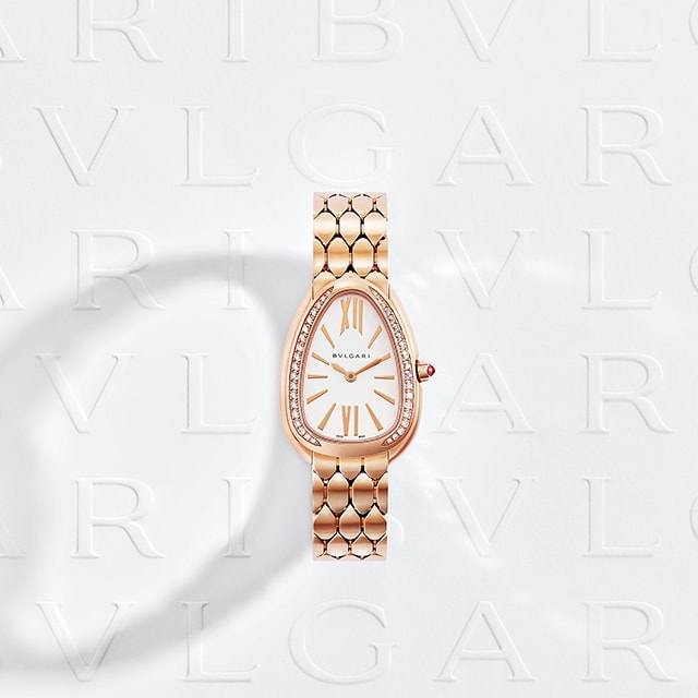 Serpenti Seduttori 鎏光蛇影女錶，精鋼錶殼，鑲飾明亮型切割鑽石，精鋼錶帶。創意影像。