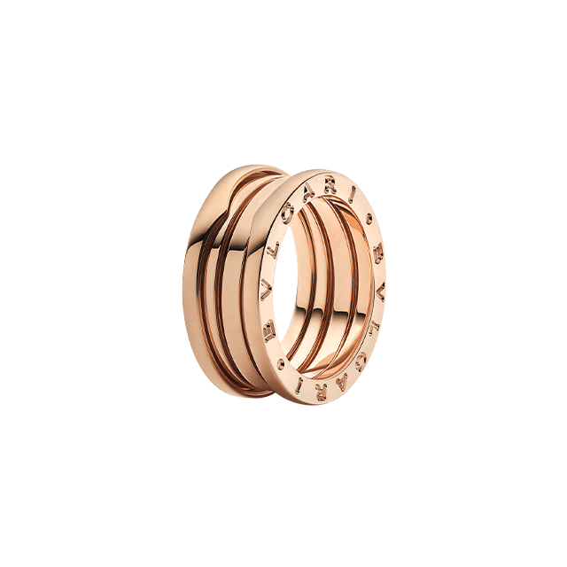 B.zero1 three-band ring in 18 kt rose gold.