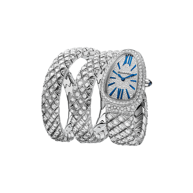 Serpenti Spiga Precious watch in white gold with diamonds.