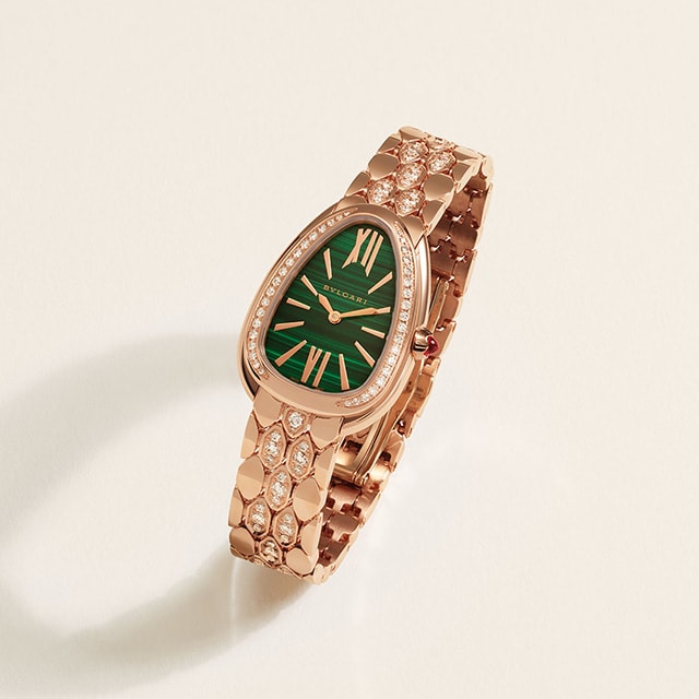Serpenti Tubogas single-spiral watch in 18 kt rose gold.